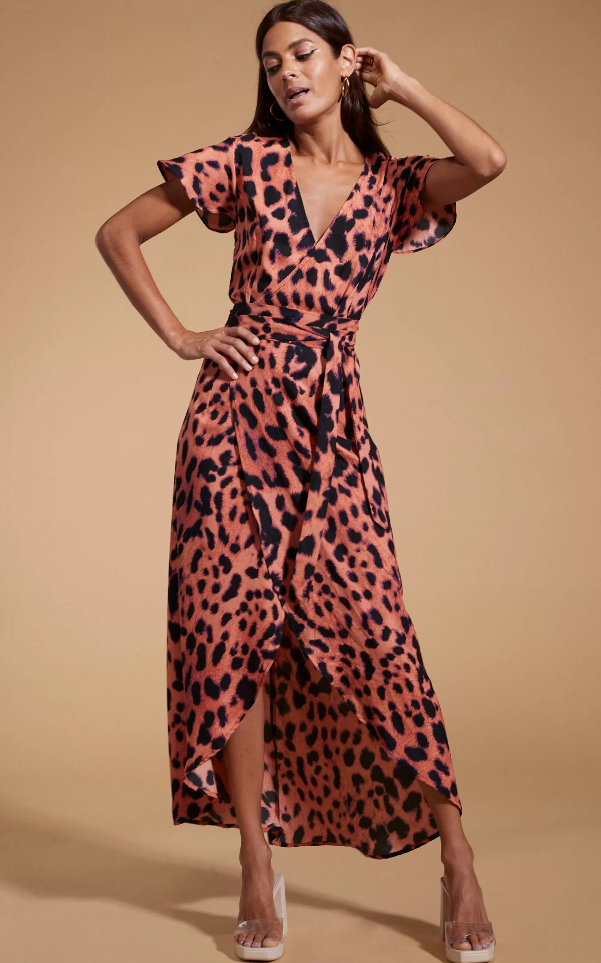 Dresses>Dancing Leopard Cayenne Dress In Plorange Leopard