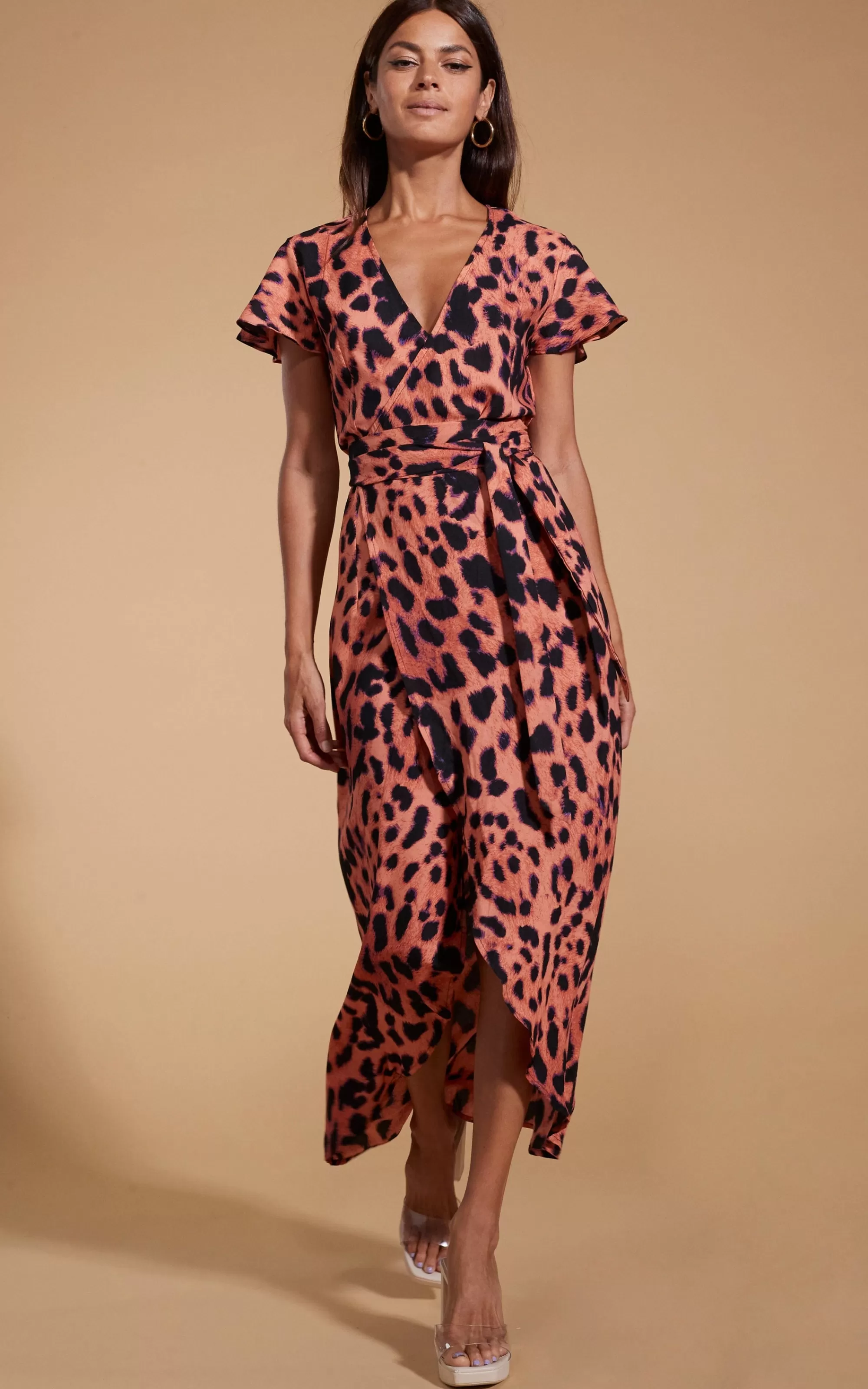 Dresses>Dancing Leopard Cayenne Dress In Plorange Leopard