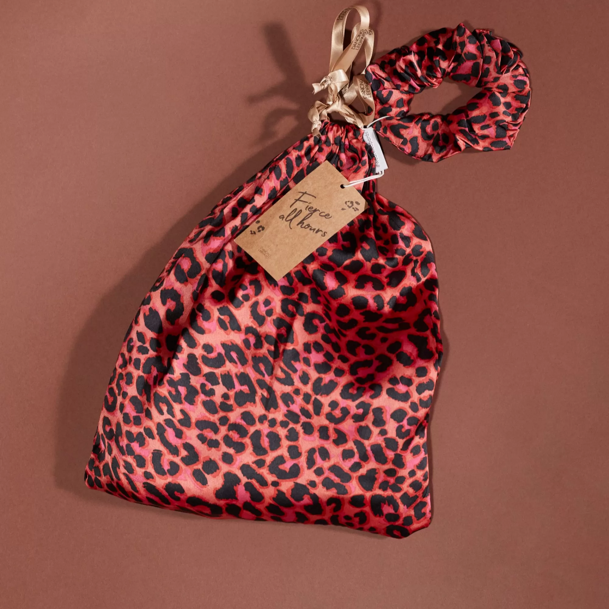 Pyjamas>Dancing Leopard Cosmos Satin Long Leg Pj Set In Ruby Red Leopard