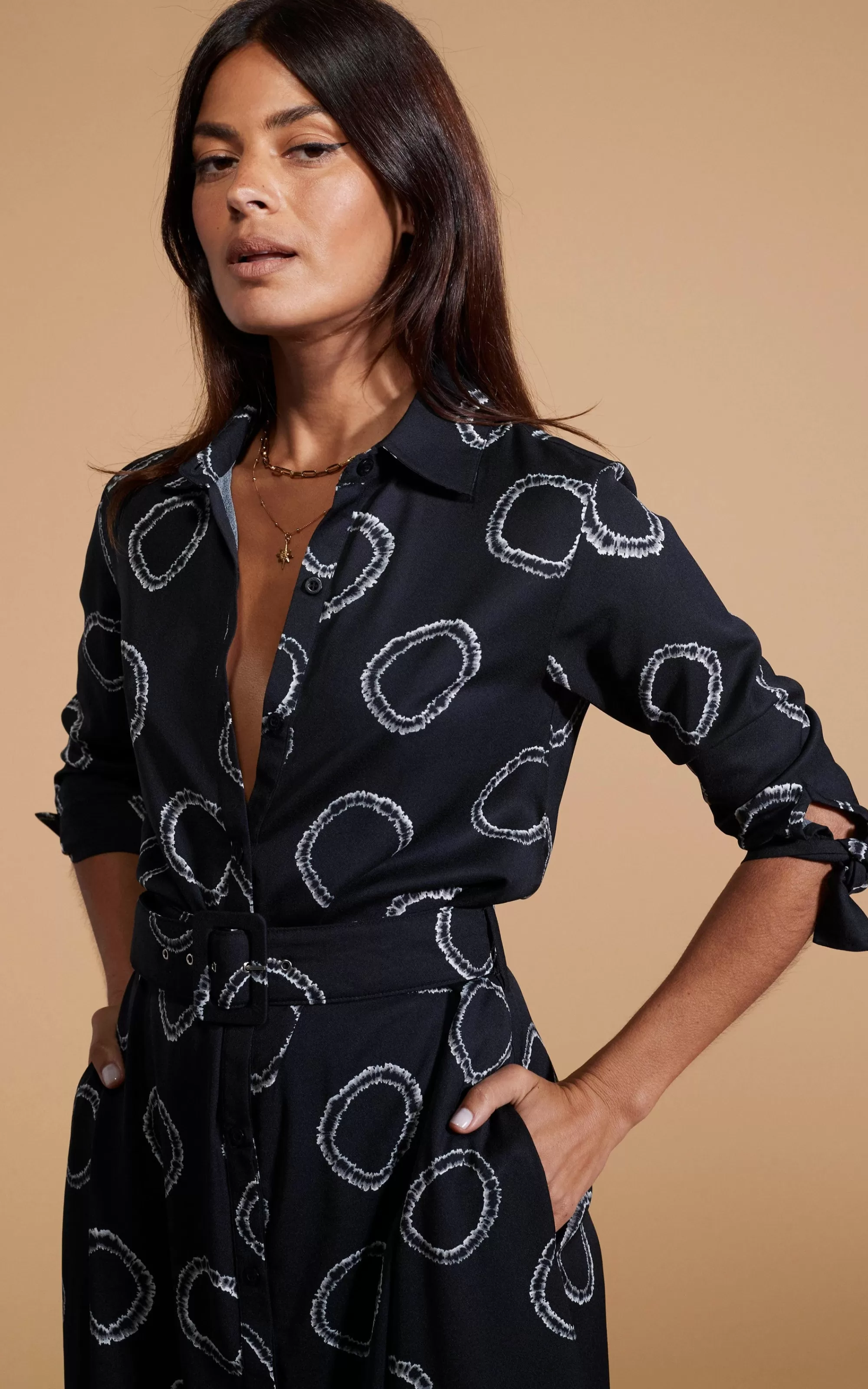 Dresses>Dancing Leopard Dove Dress In Black & White Circle