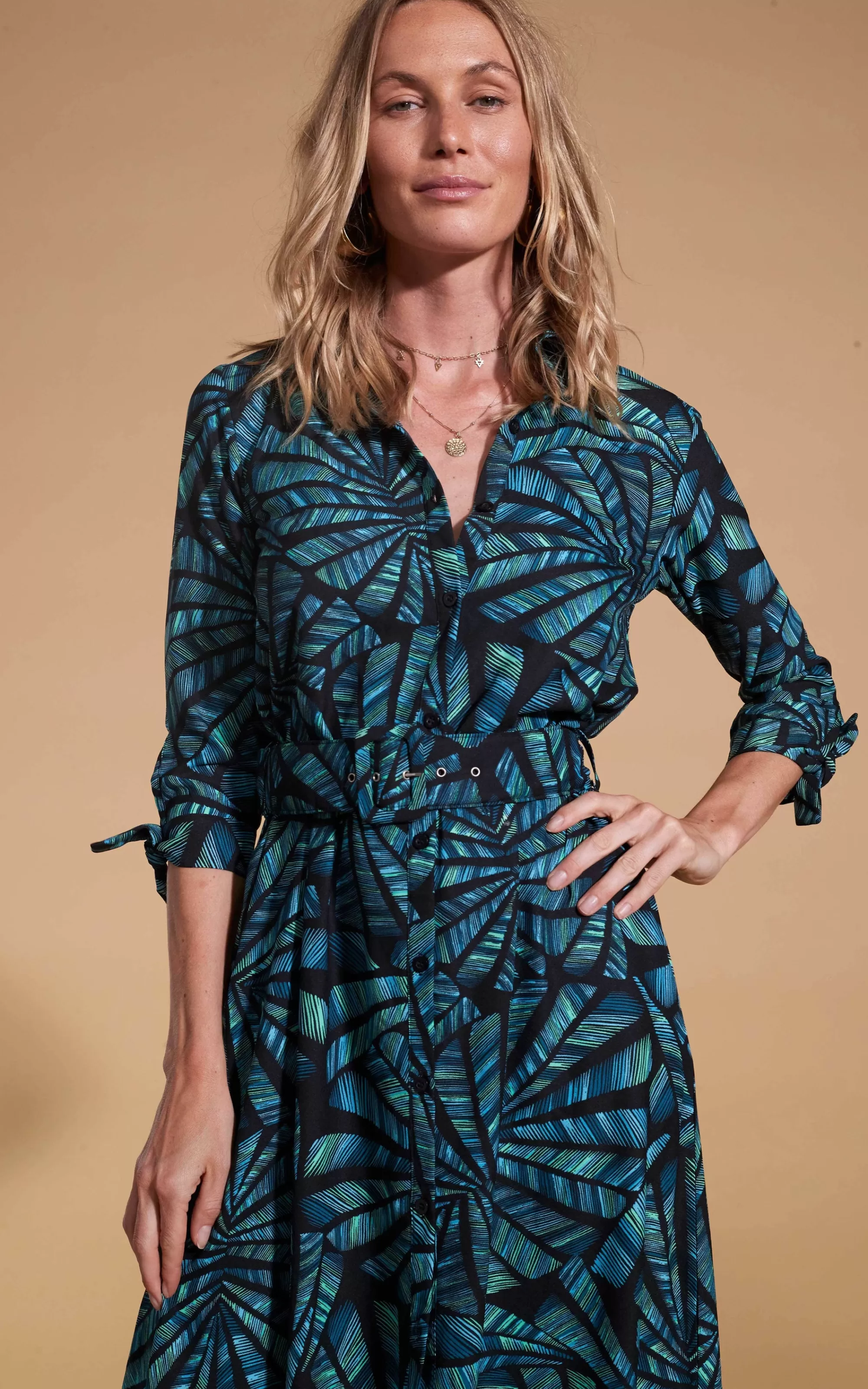 Dresses>Dancing Leopard Dove Dress In Fan Turquoise On Black