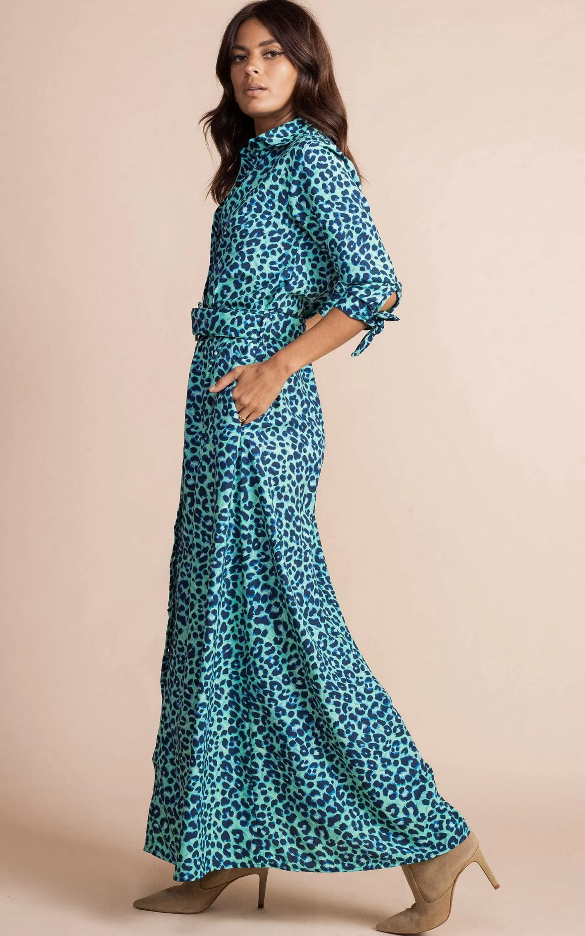 Dresses>Dancing Leopard Dove Dress In Turquoise Leopard