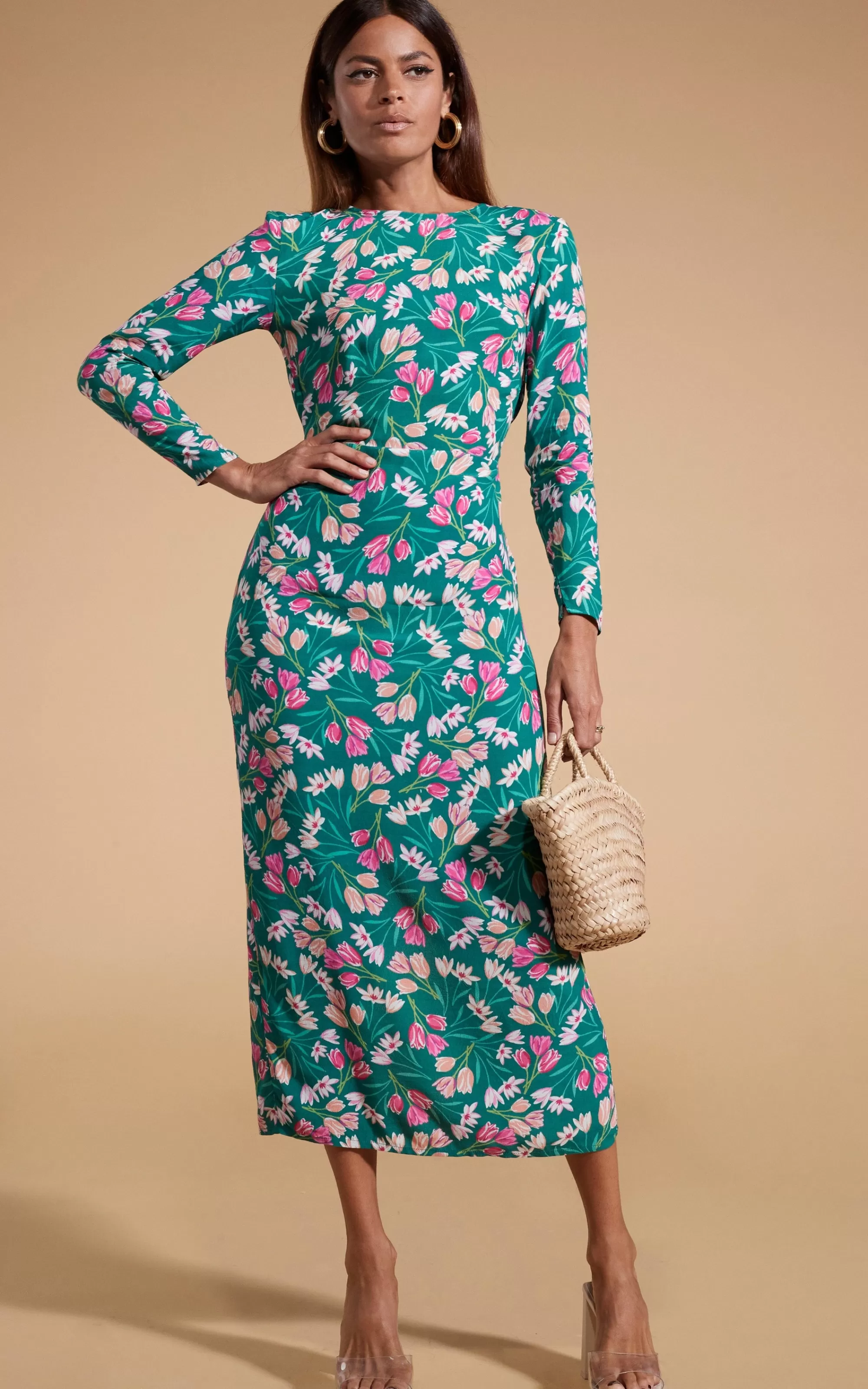 Dresses>Dancing Leopard Estella Midaxi Dress In Green Tulip