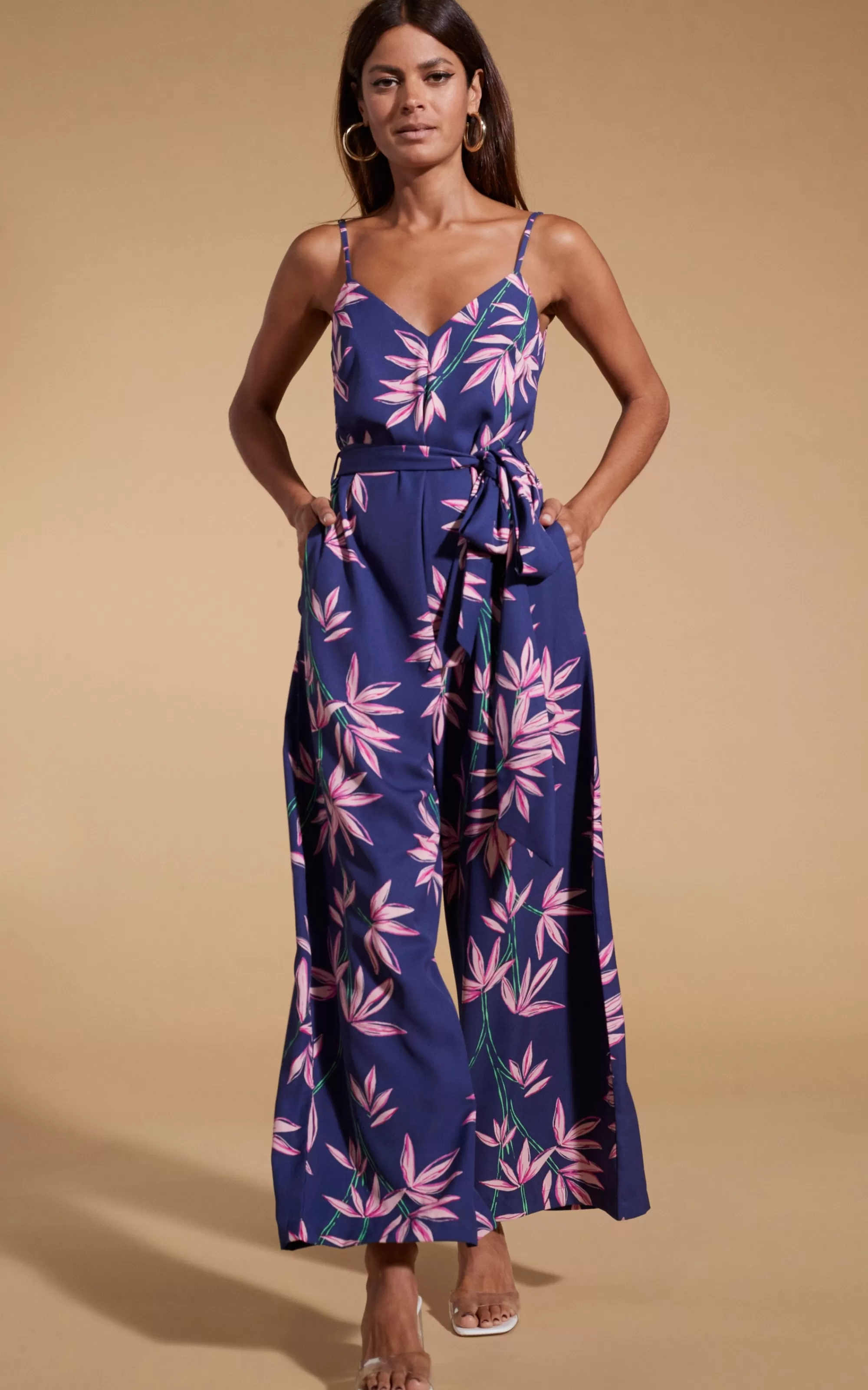 Jumpsuits>Dancing Leopard Gabriella Jumpsuit In Bamboo Navy Base