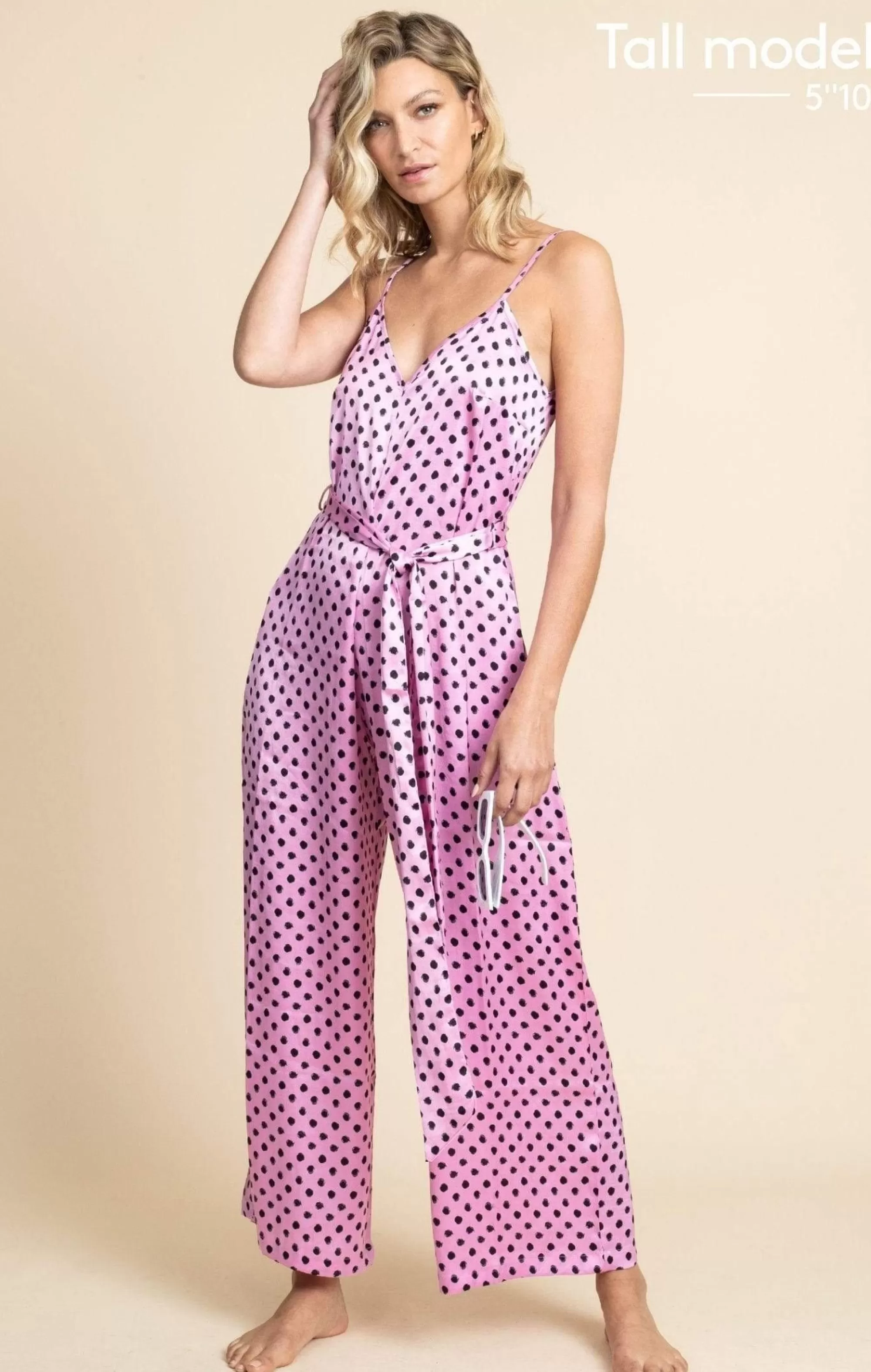 Jumpsuits>Dancing Leopard Gabriella Jumpsuit In Pink Polka Dot