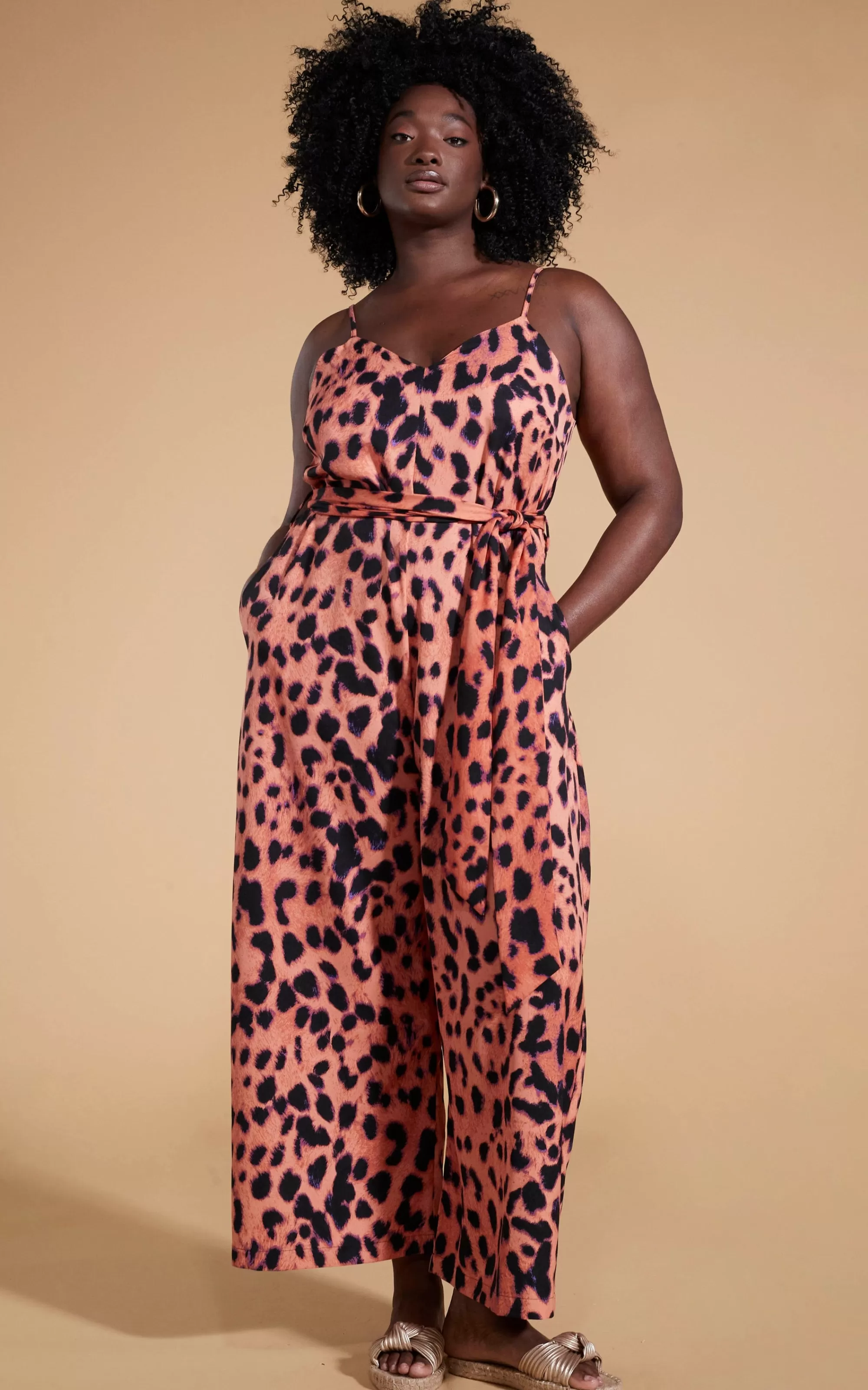 Jumpsuits>Dancing Leopard Gabriella Jumpsuit In Plorange Leopard