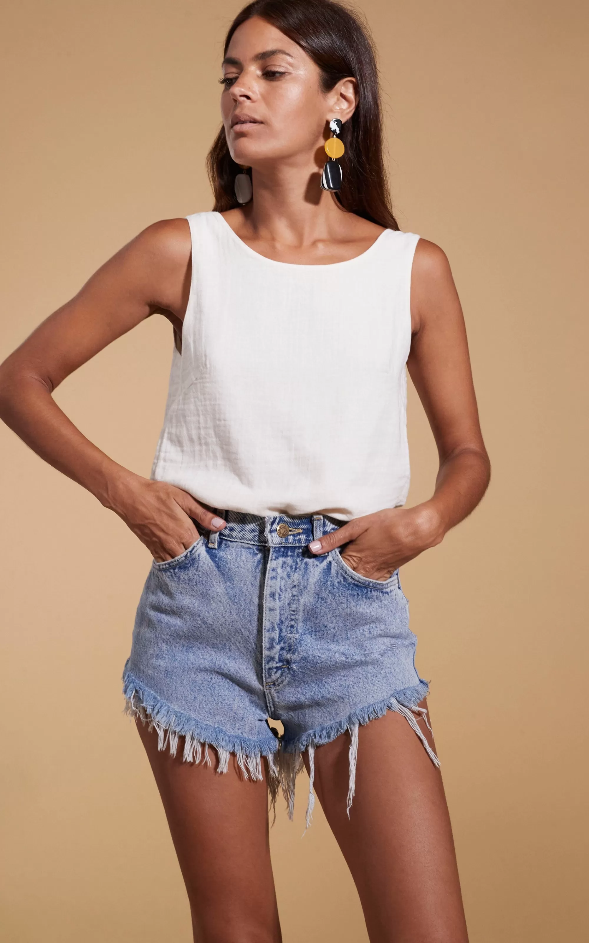 Tops>Dancing Leopard Halo Guava Twist Top In Cream