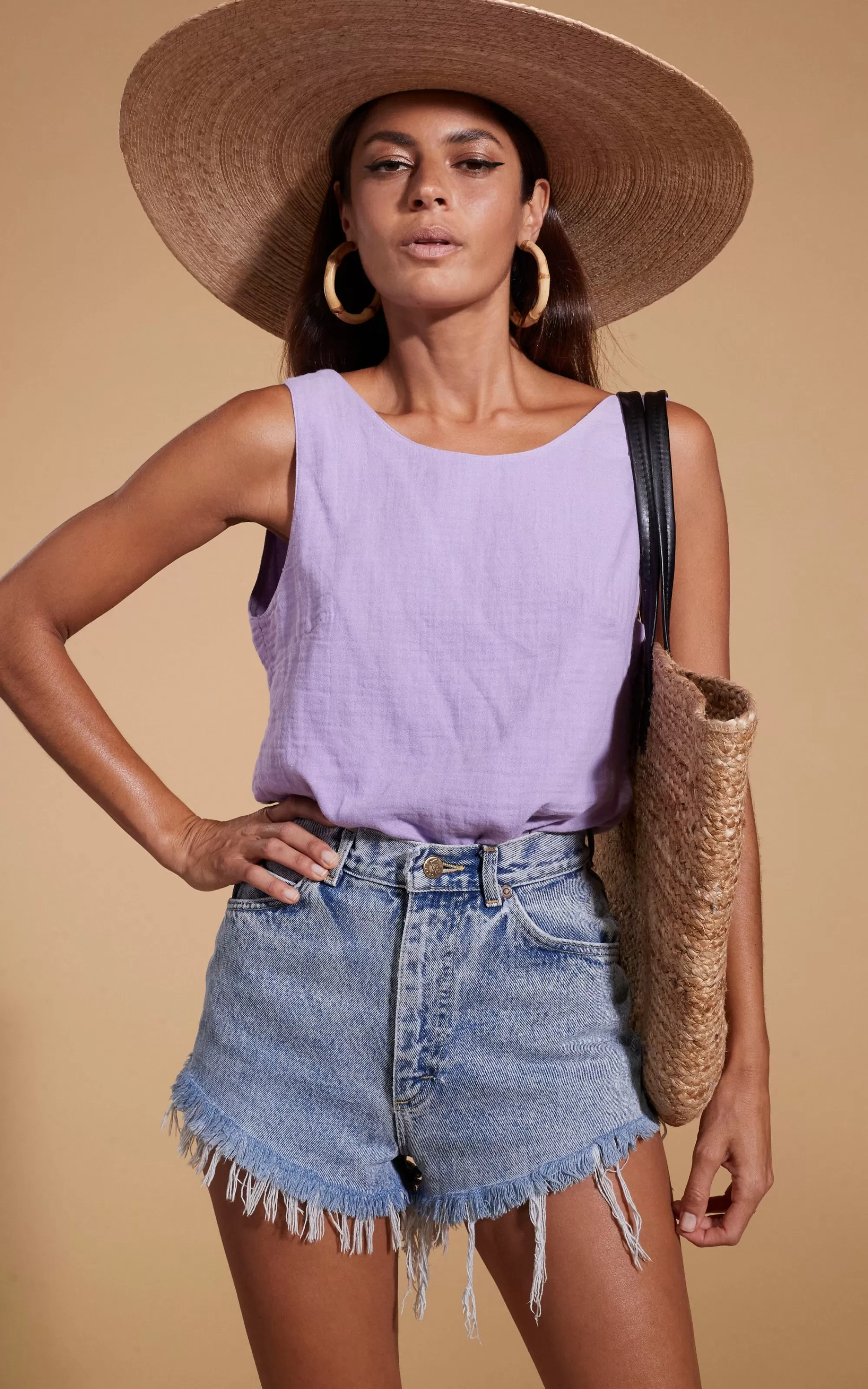 Tops>Dancing Leopard Halo Guava Twist Top In Lilac