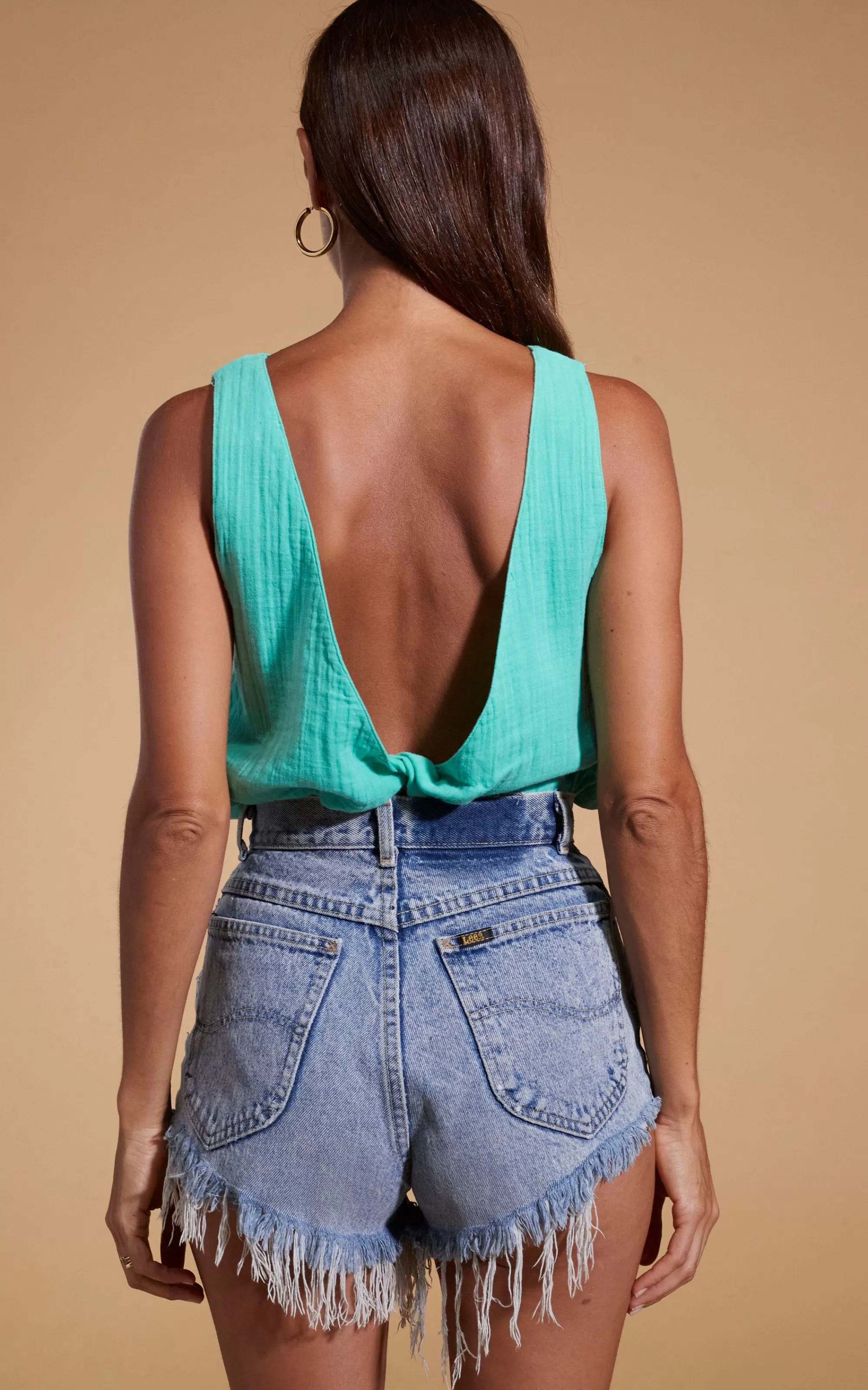 Tops>Dancing Leopard Halo Guava Twist Top In Mint Green