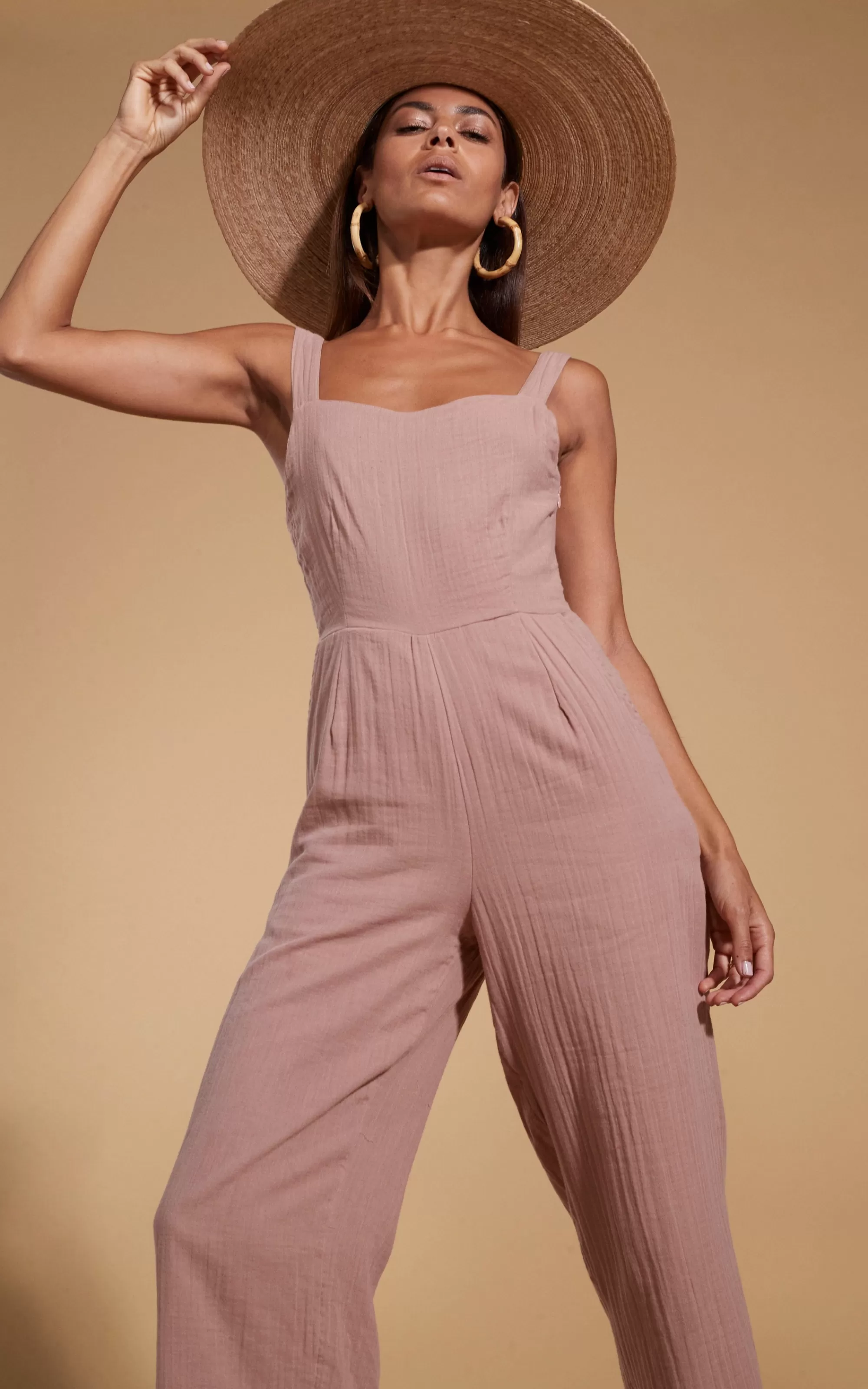 Jumpsuits>Dancing Leopard Halo Kimani Twist Back Jumpsuit In Fawn