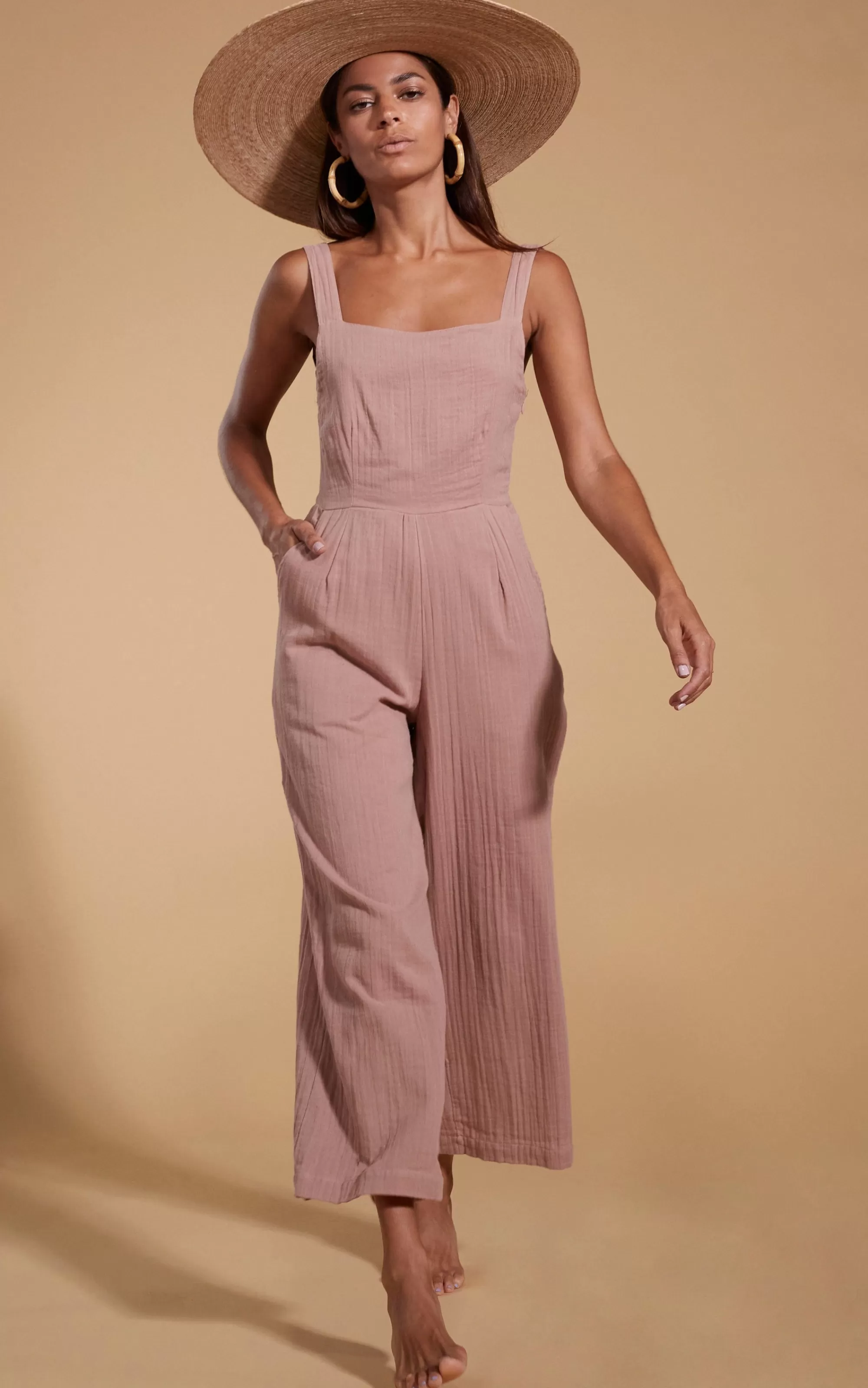 Jumpsuits>Dancing Leopard Halo Kimani Twist Back Jumpsuit In Fawn