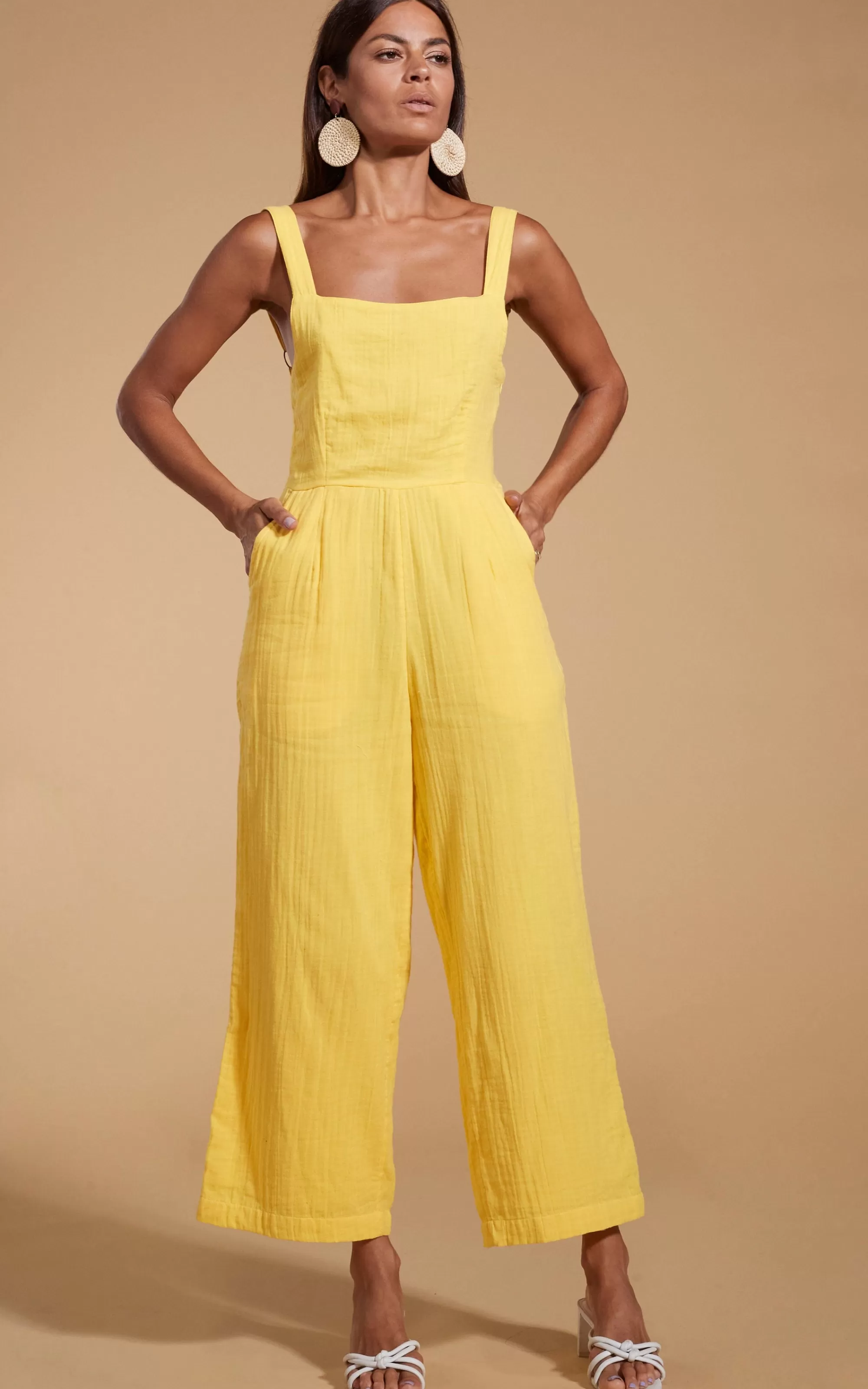 Jumpsuits>Dancing Leopard Halo Kimani Twist Back Jumpsuit In Primrose Yellow