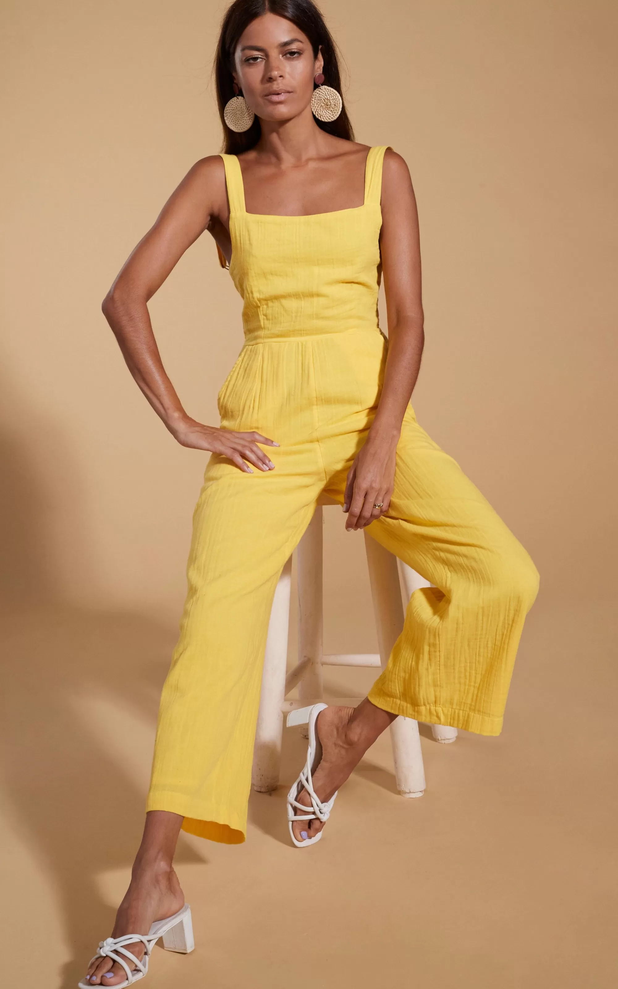 Jumpsuits>Dancing Leopard Halo Kimani Twist Back Jumpsuit In Primrose Yellow