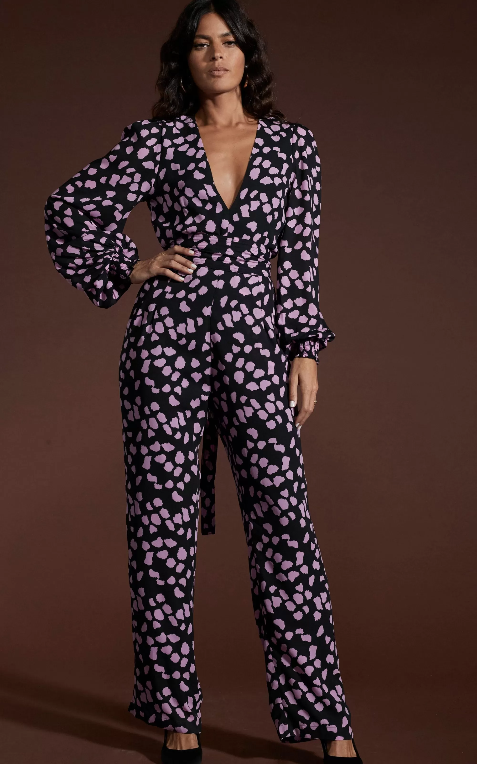Jumpsuits>Dancing Leopard Holly Jumpsuit In Pink On Black Cloud