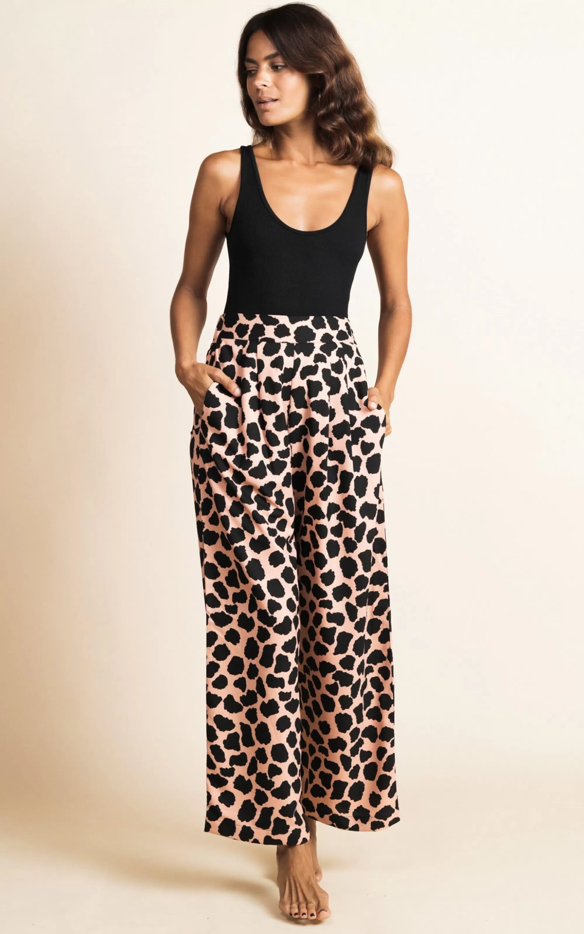 Trousers>Dancing Leopard Joey Palazzo Trousers In Beige Cloud