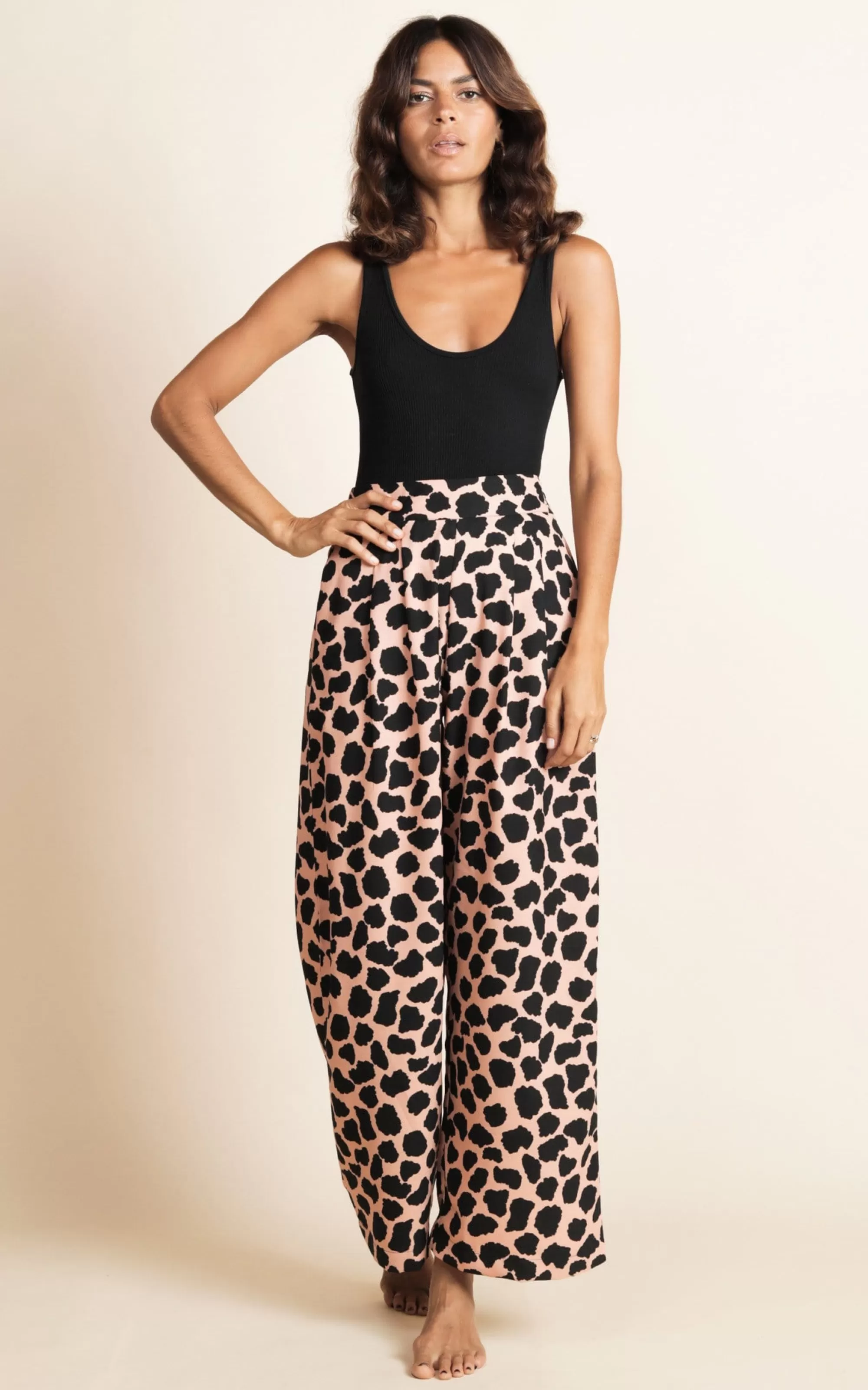 Trousers>Dancing Leopard Joey Palazzo Trousers In Beige Cloud