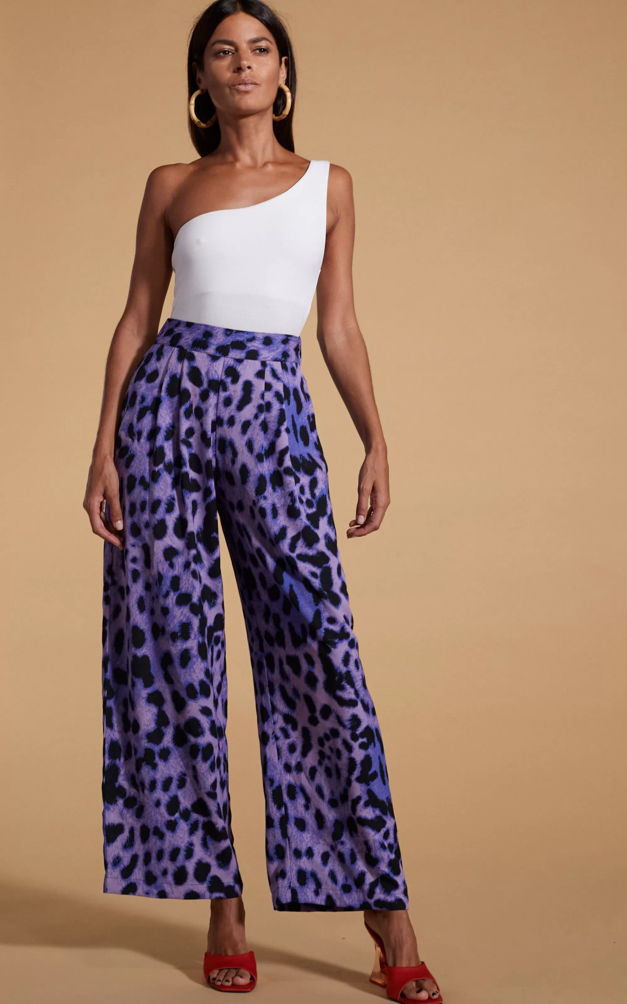 Trousers>Dancing Leopard Joey Palazzo Trousers In Lilac Leopard