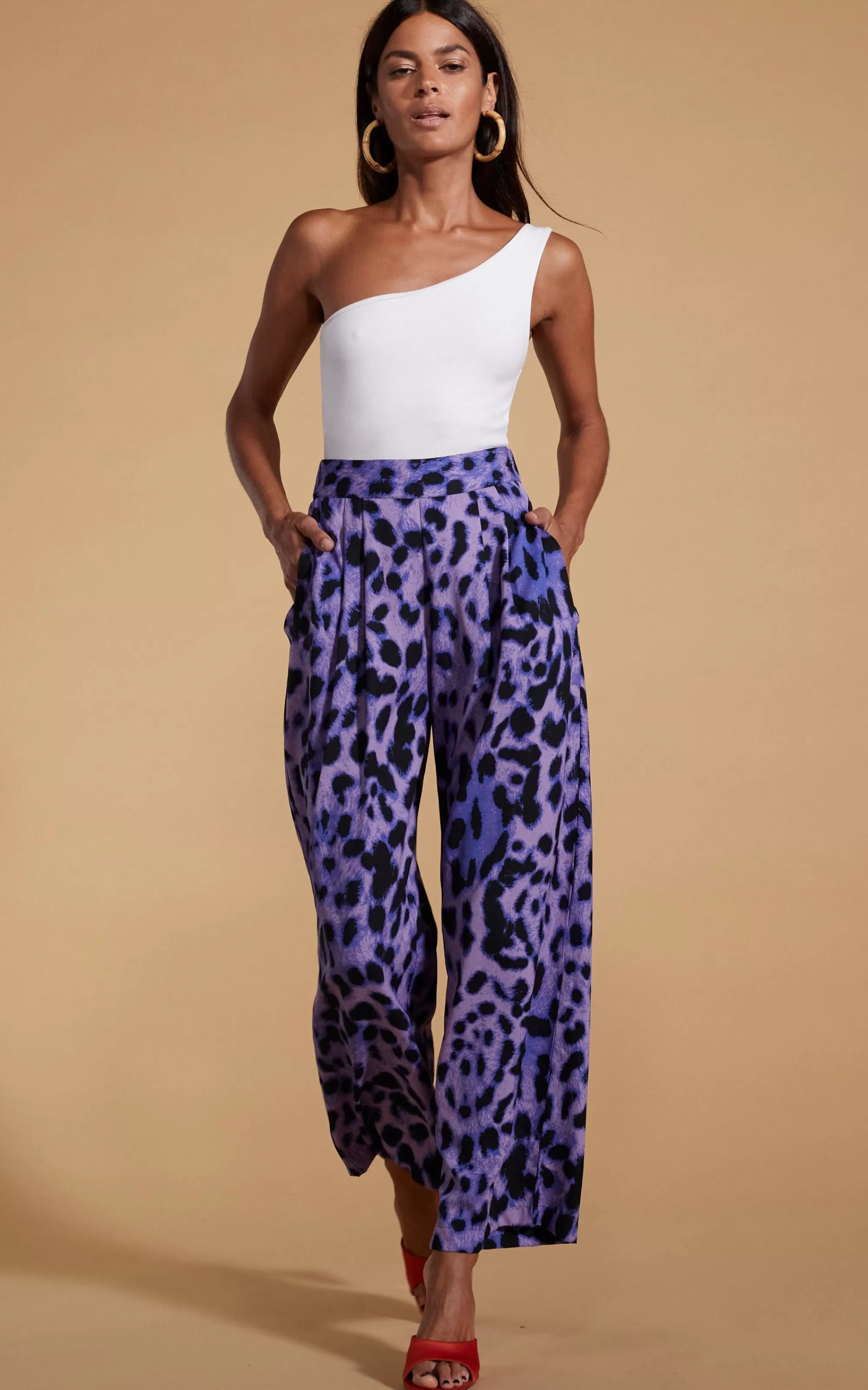 Trousers>Dancing Leopard Joey Palazzo Trousers In Lilac Leopard
