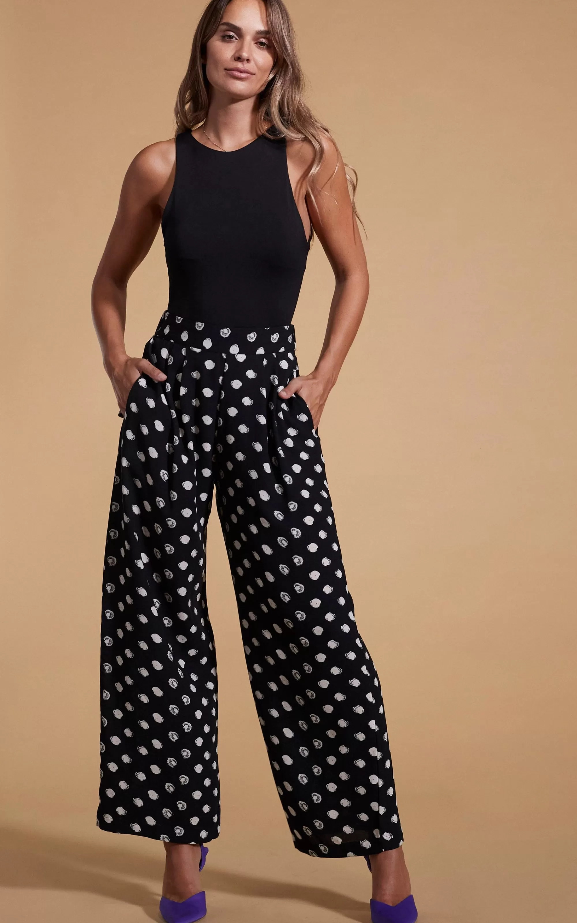 Trousers>Dancing Leopard Joey Palazzo Trousers In Painted Dot