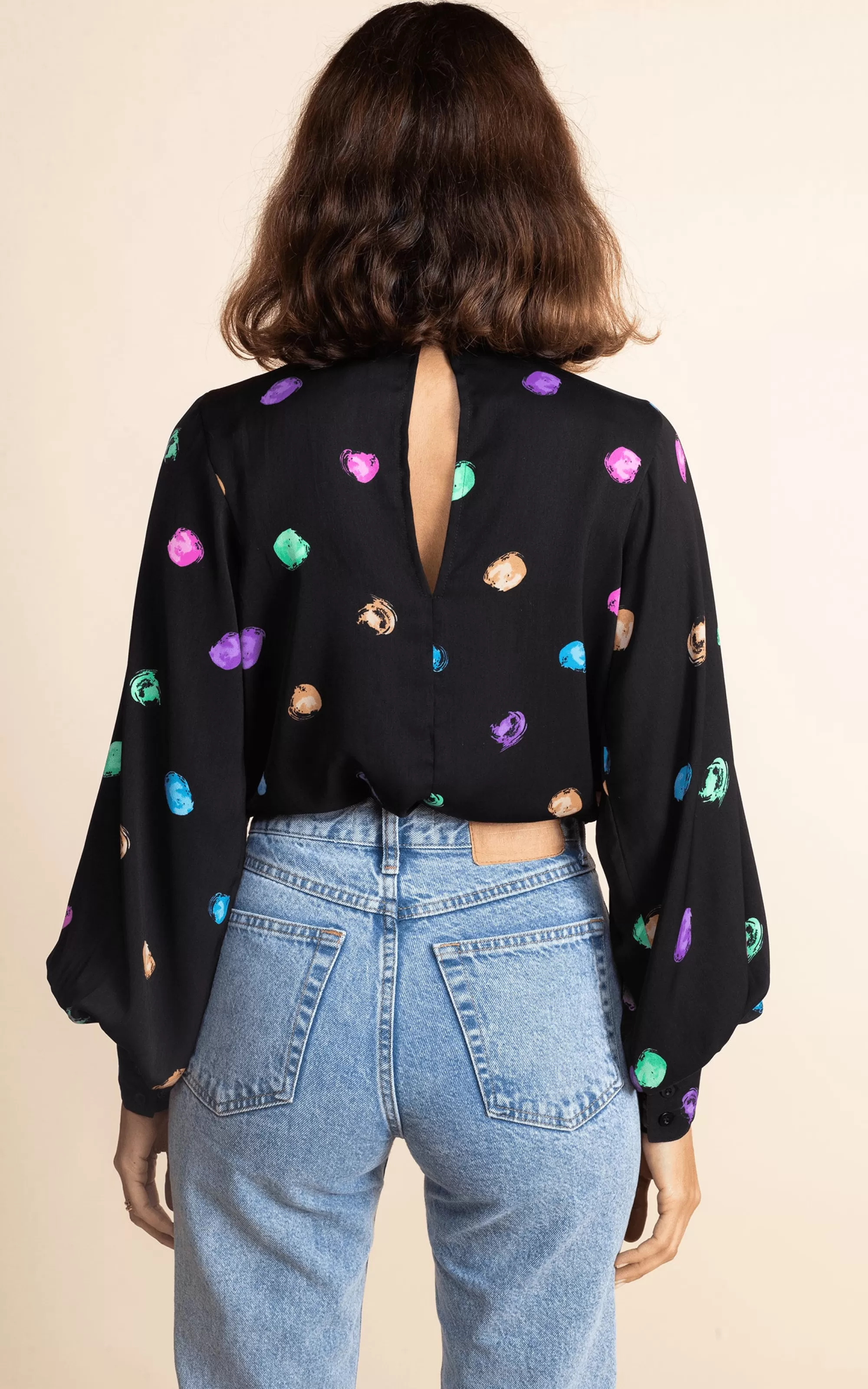 Tops>Dancing Leopard Margo Pintuck Blouse In Vintage Dots