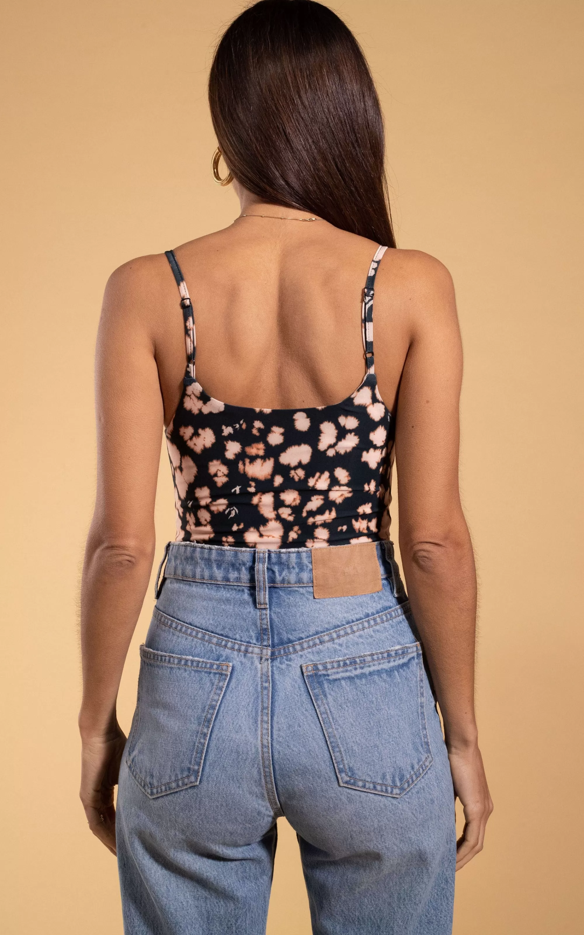 Tops>Dancing Leopard Midori V-Neck Bodysuit In Beige Inky Leopard