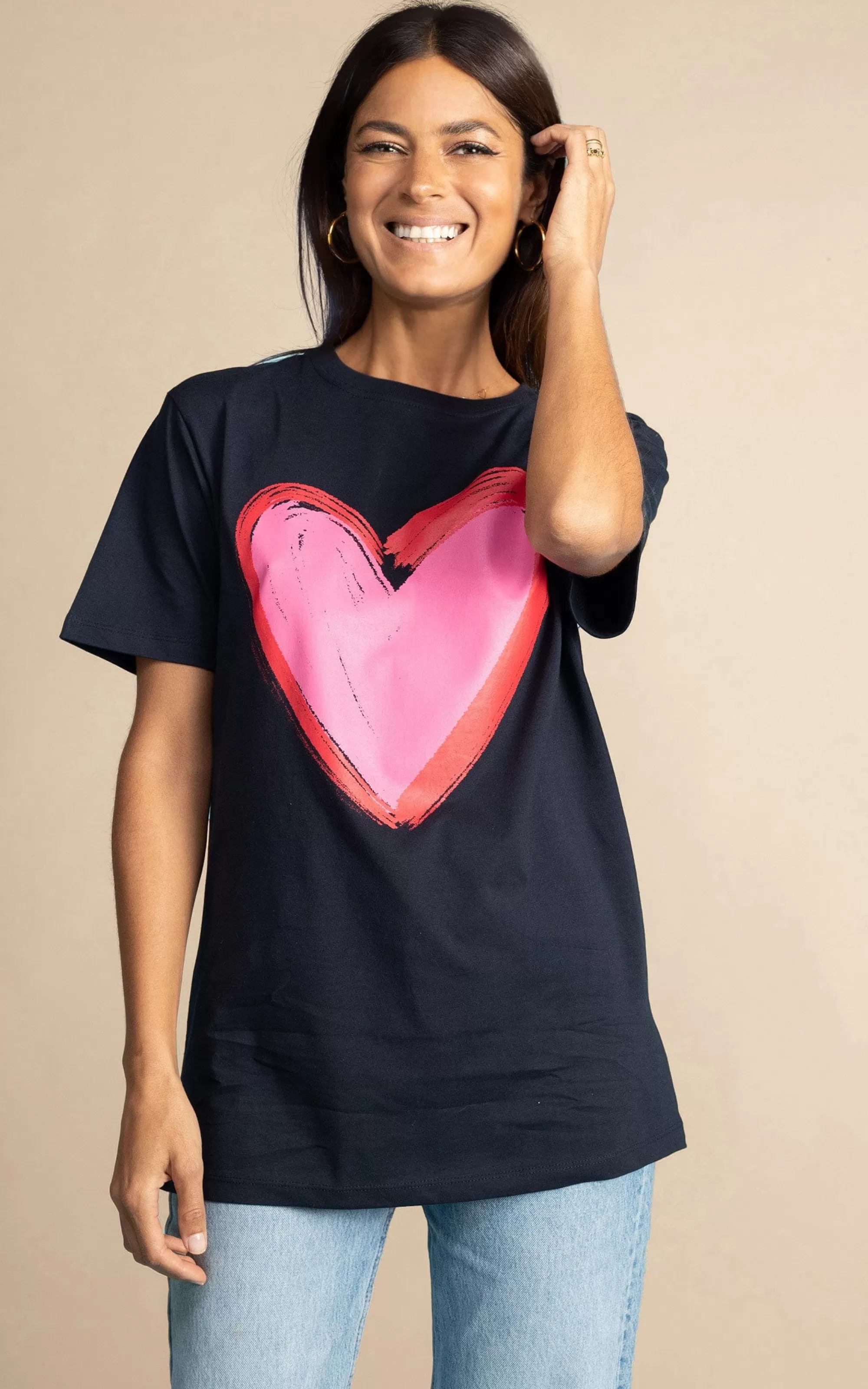 Tops>Dancing Leopard Navy Heart Charity T-Shirt For Choose Love