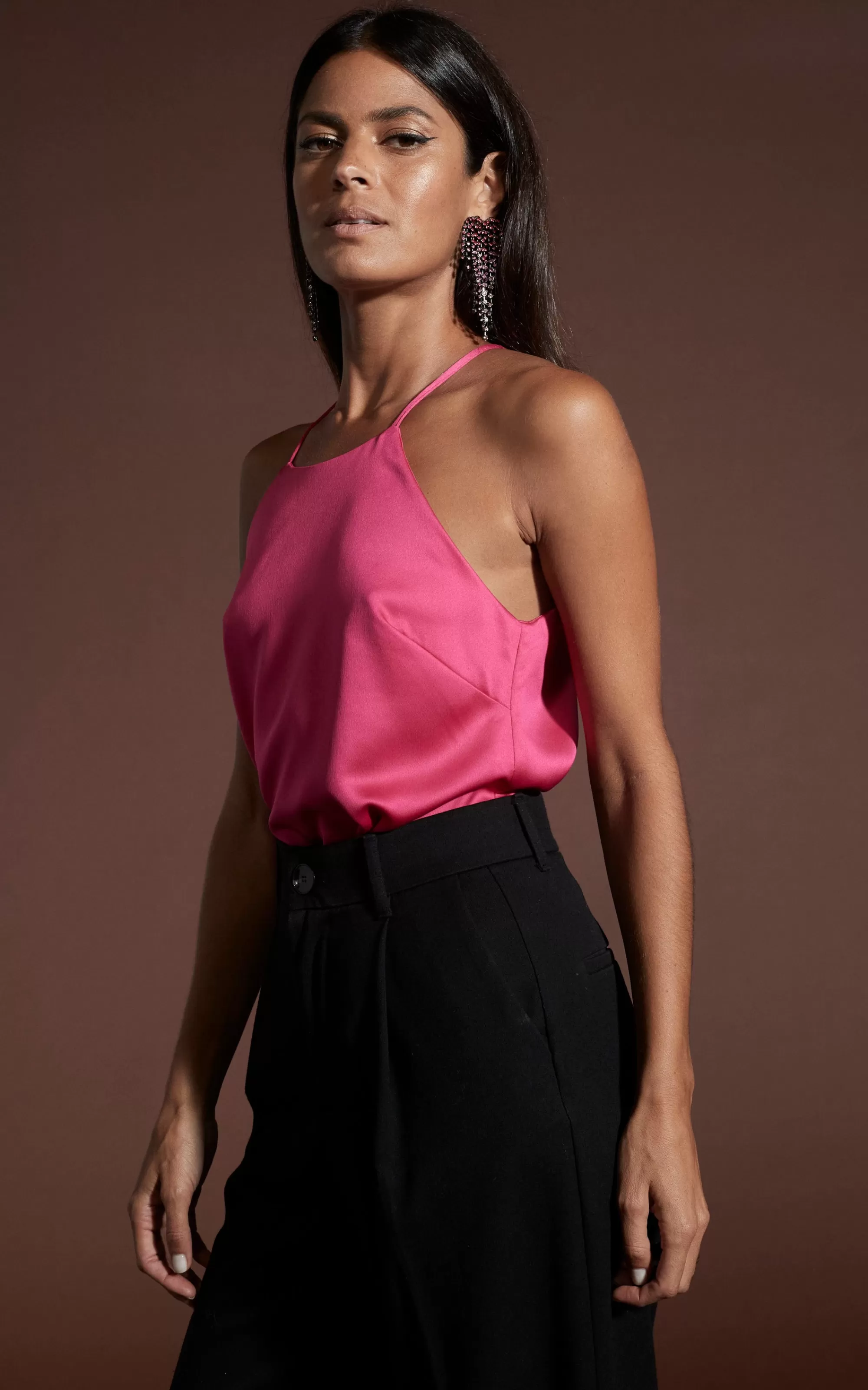 Tops>Dancing Leopard Nina Halter Cami Top In Hot Pink