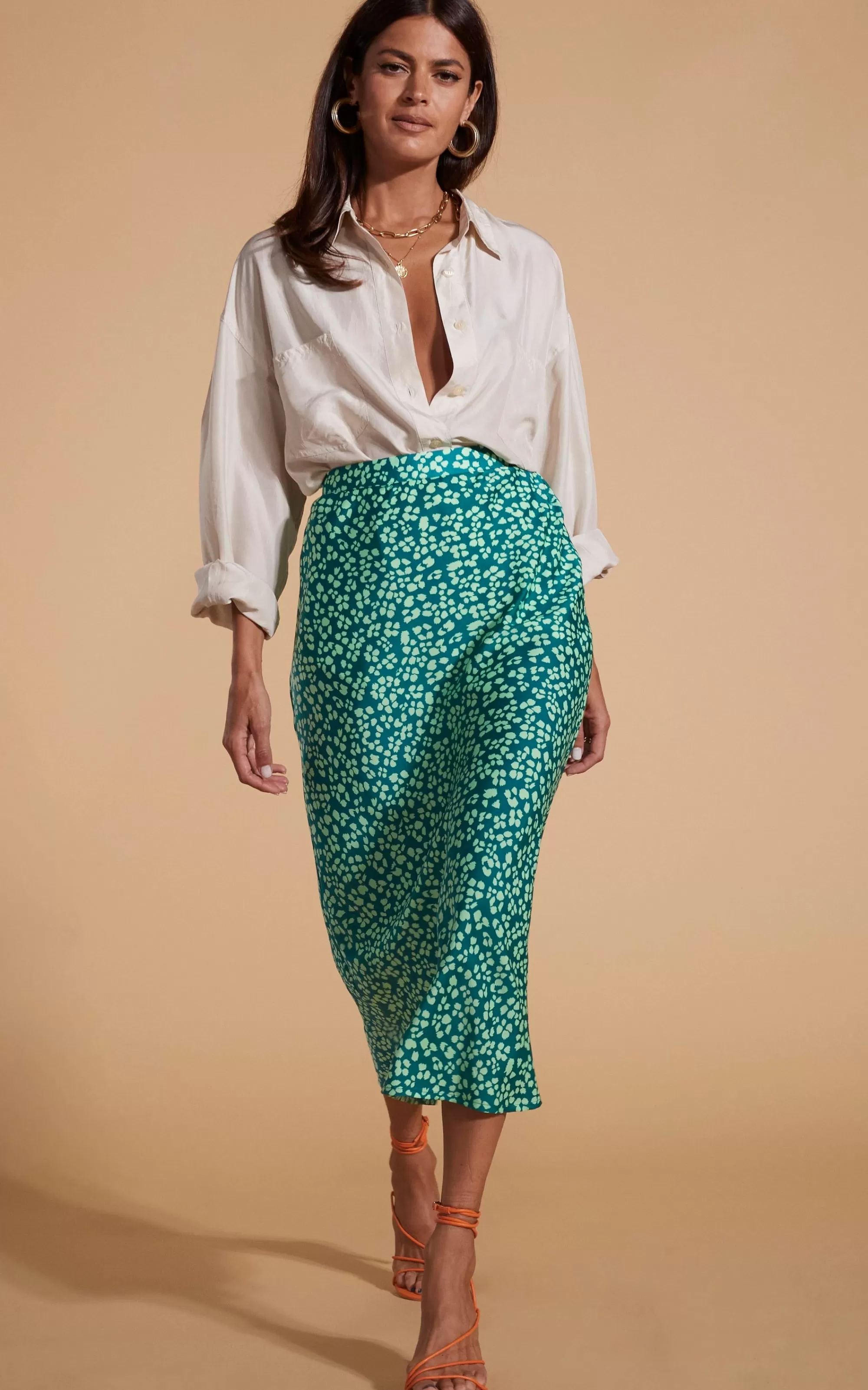 Skirts>Dancing Leopard Renzo Skirt In Green On Green Leopard