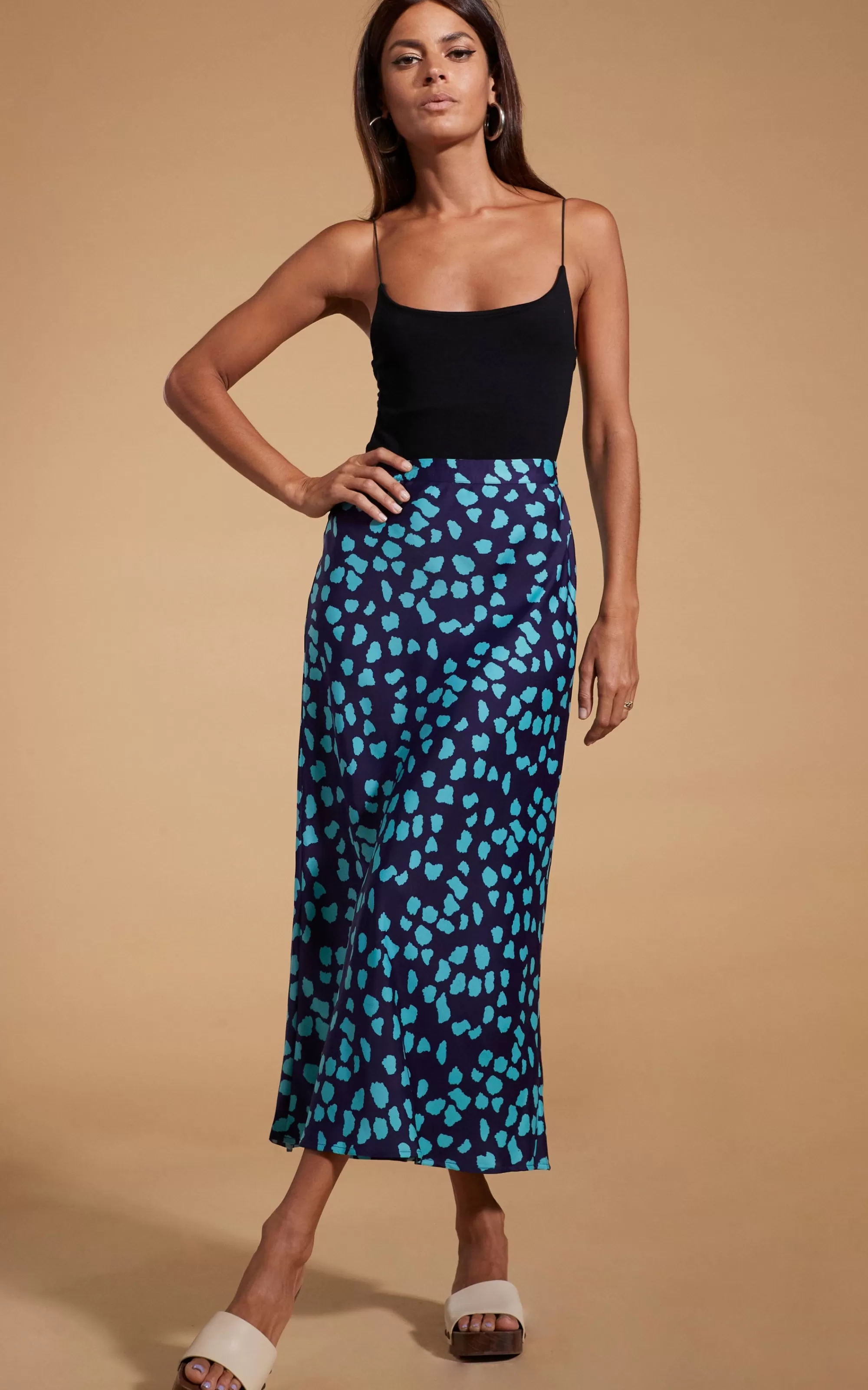 Skirts>Dancing Leopard Renzo Skirt In Ice Blue On Navy Cloud