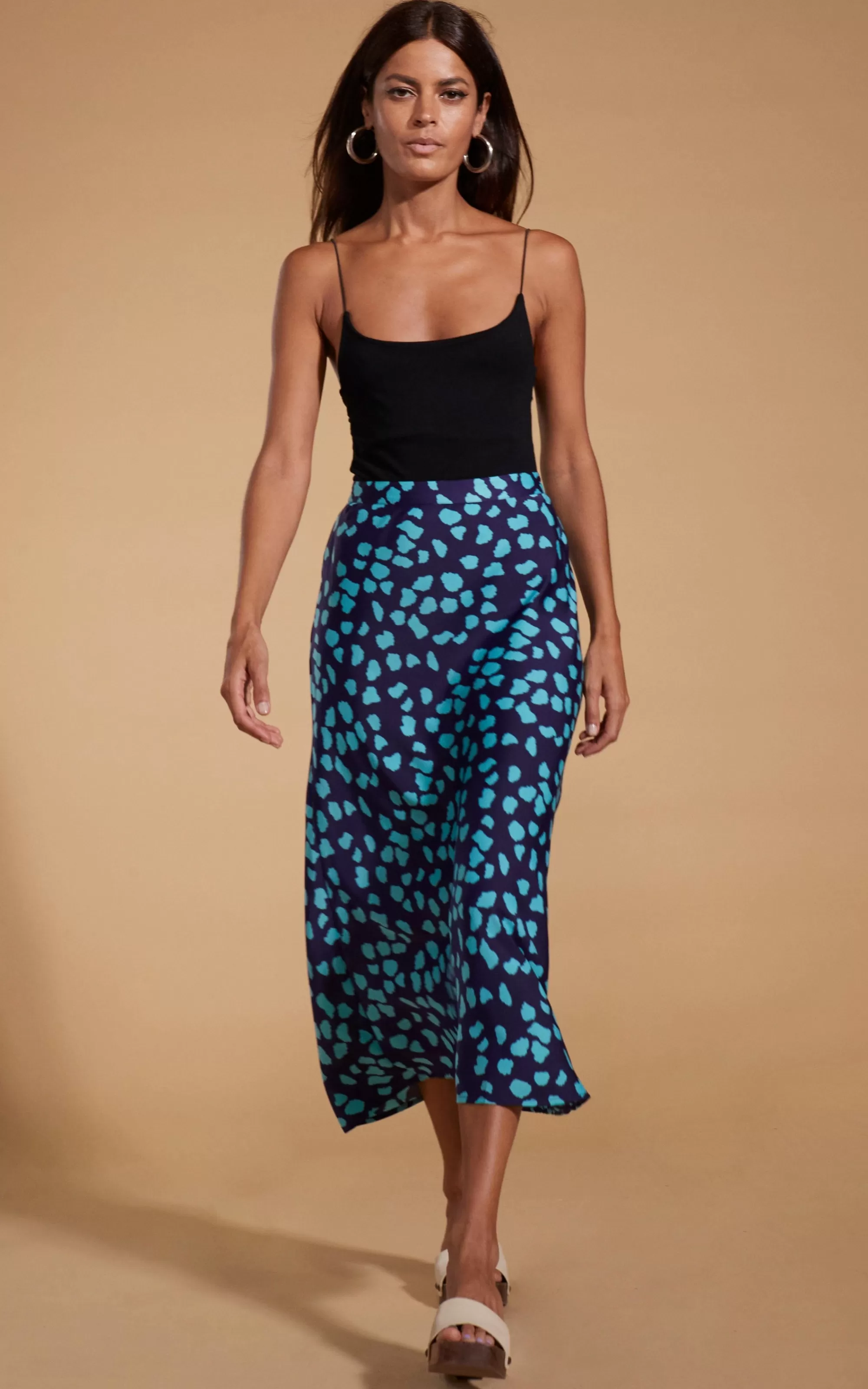 Skirts>Dancing Leopard Renzo Skirt In Ice Blue On Navy Cloud