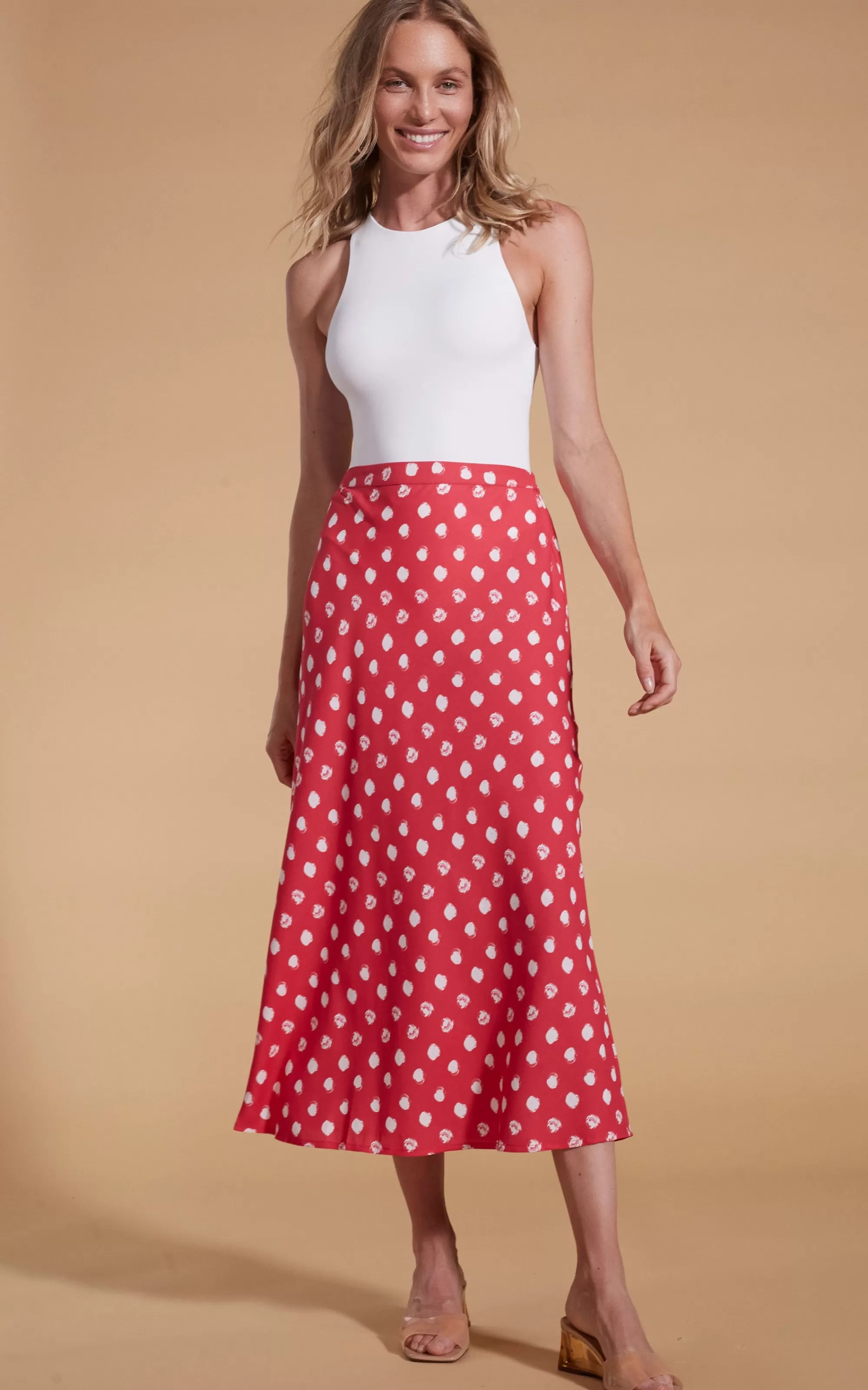 Skirts>Dancing Leopard Renzo Skirt In Red Polka Dot