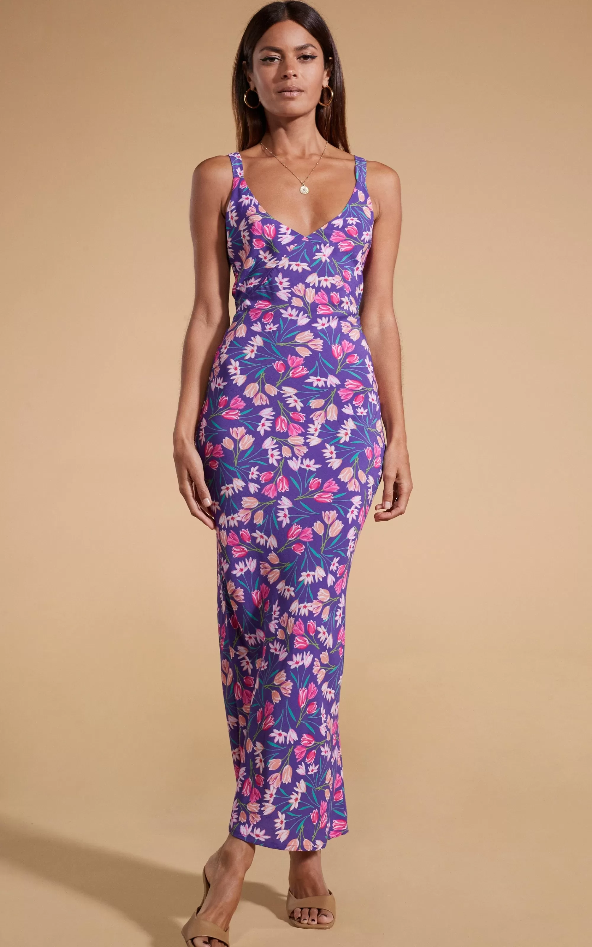 Dresses>Dancing Leopard Sabrina Midaxi Dress In Purple Tulip