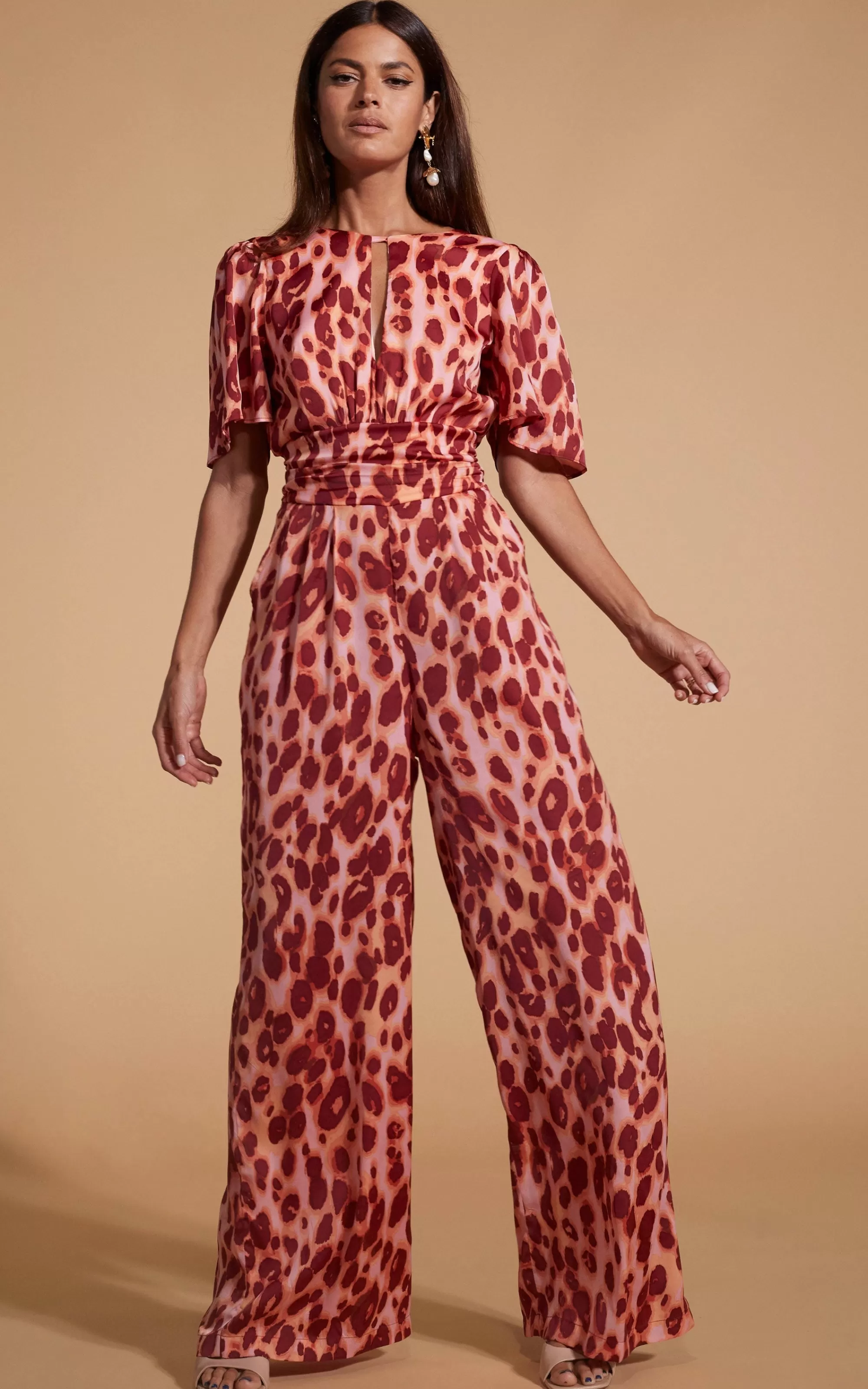 Jumpsuits>Dancing Leopard Savannah Jumpsuit In Orange Leopard