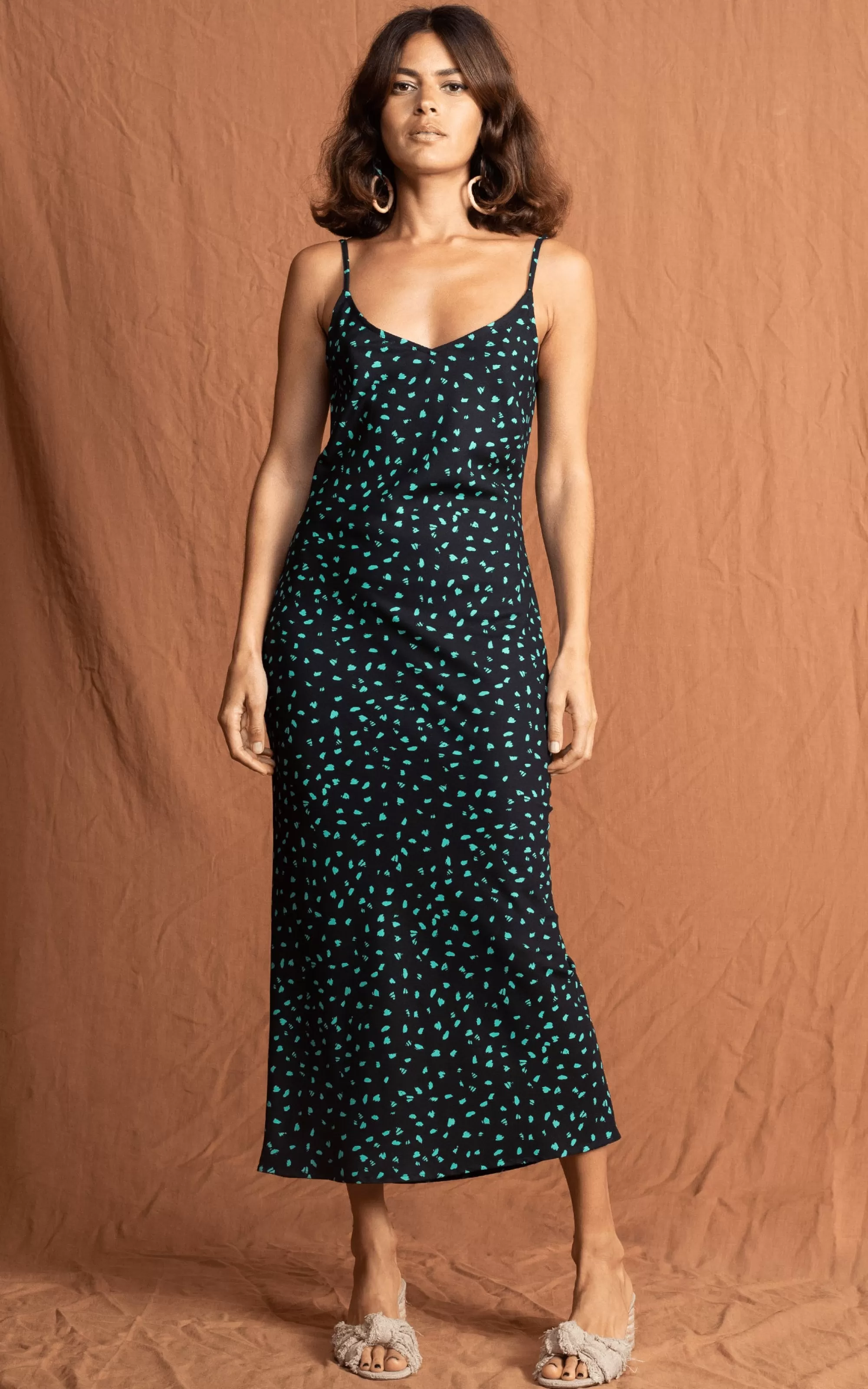 Dresses>Dancing Leopard Sienna Midaxi Dress In Abstract Green On Black