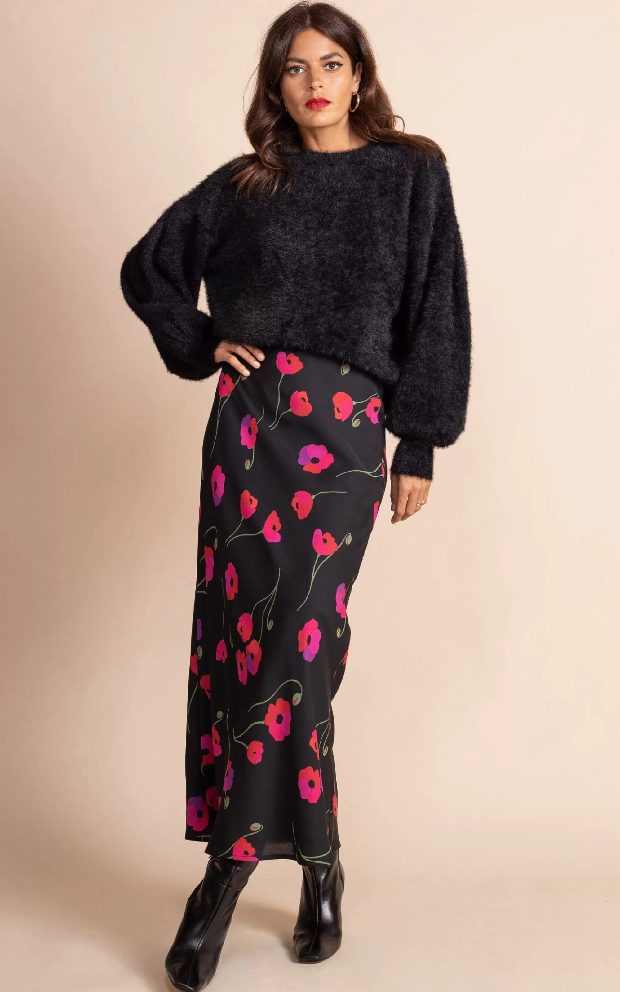 Skirts>Dancing Leopard Sophie Skirt In Poppies On Black