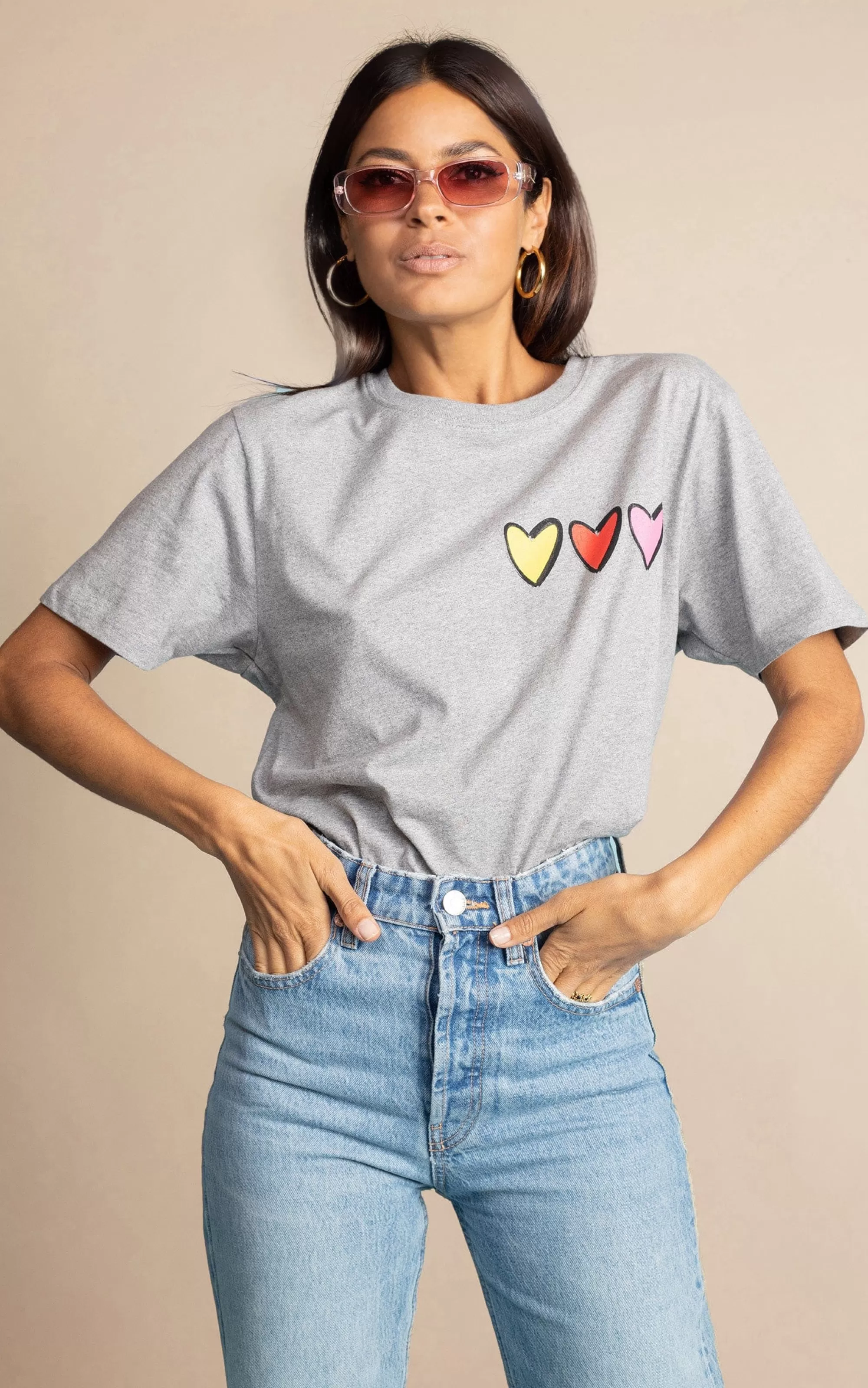 Tops>Dancing Leopard Triple Heart Charity T-Shirt For Railway Children