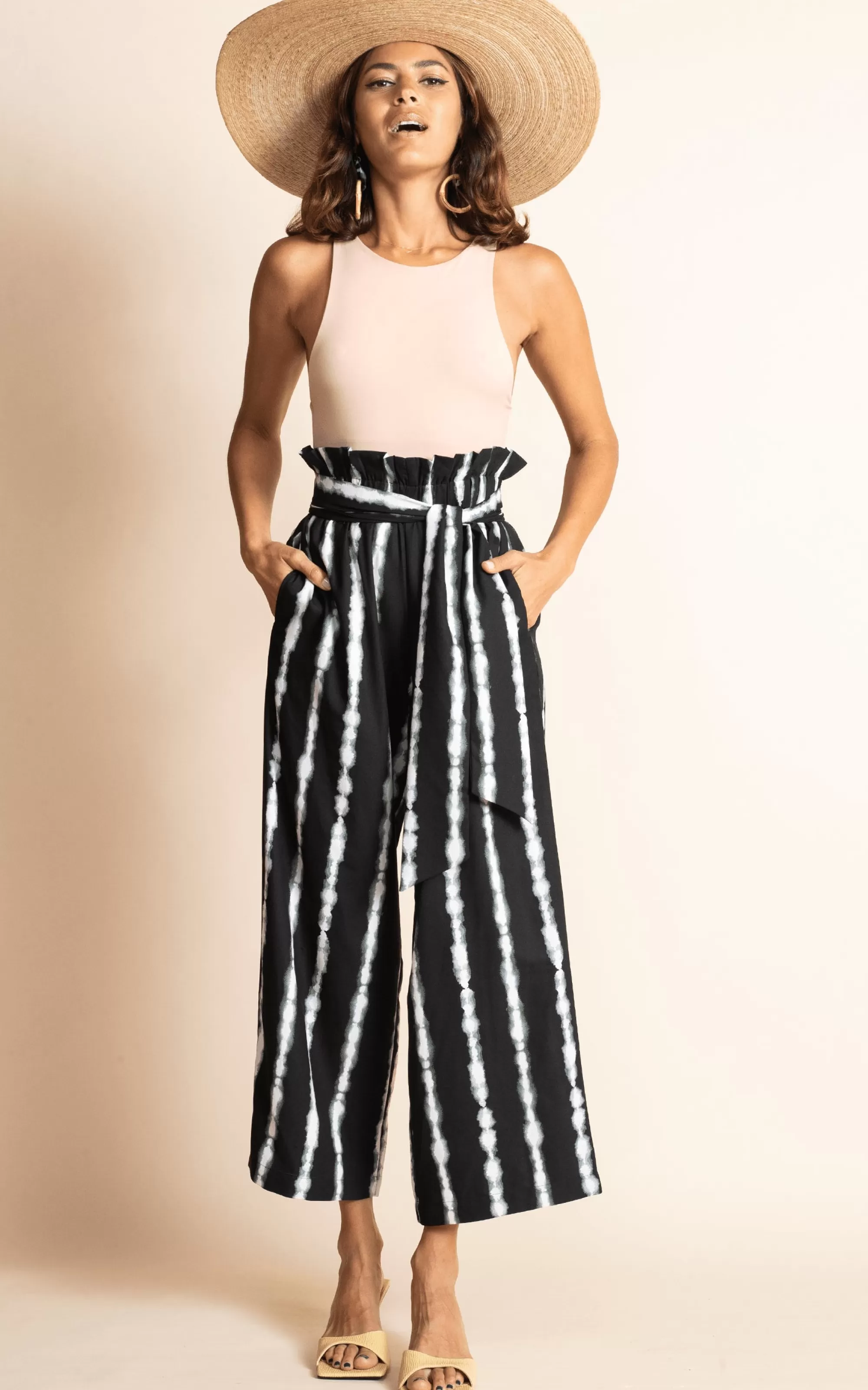 Trousers>Dancing Leopard Winnie Trouser In Tie Dye Black And White Stripe