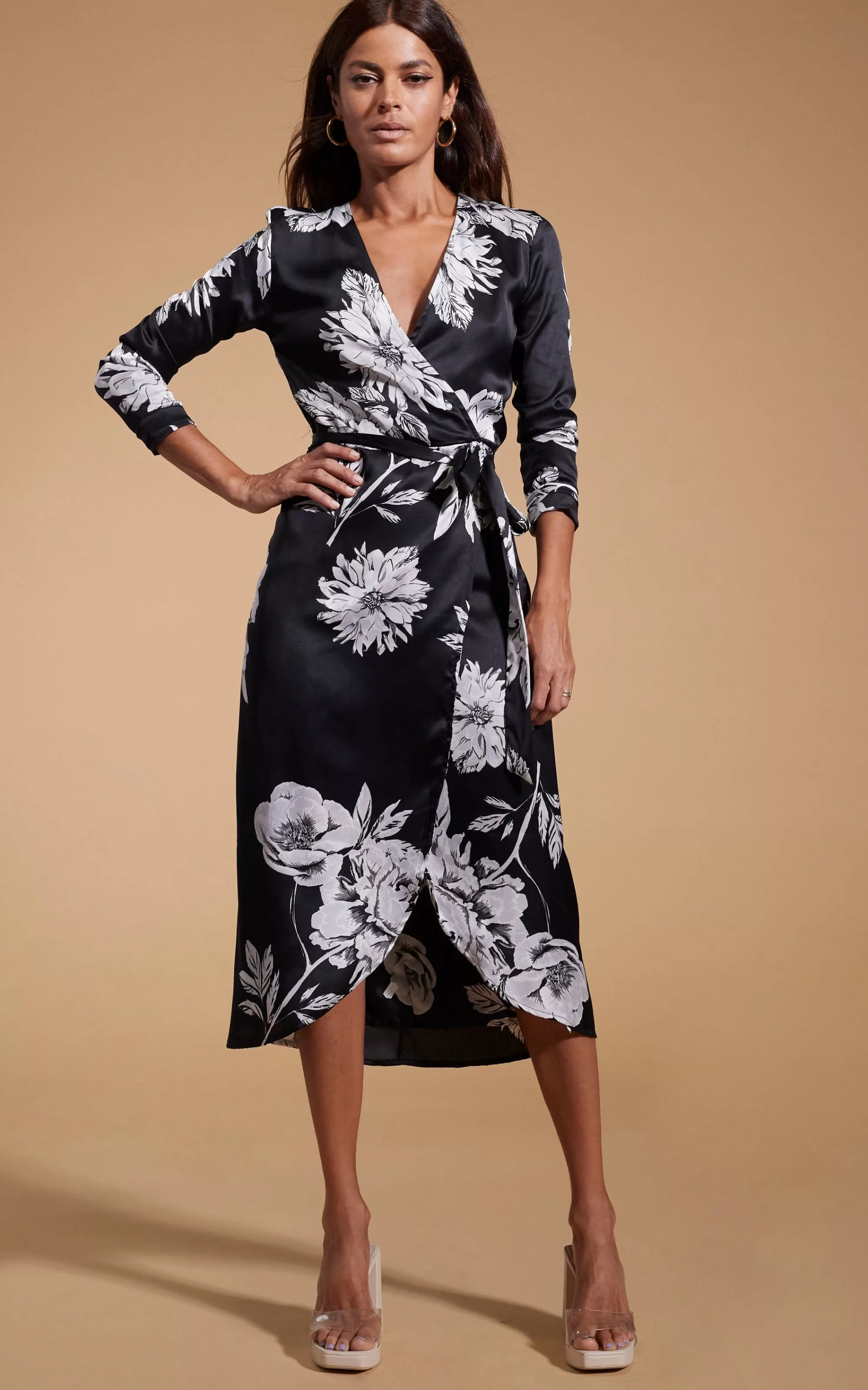 Dresses>Dancing Leopard Yondal Dress In Black & White Peony