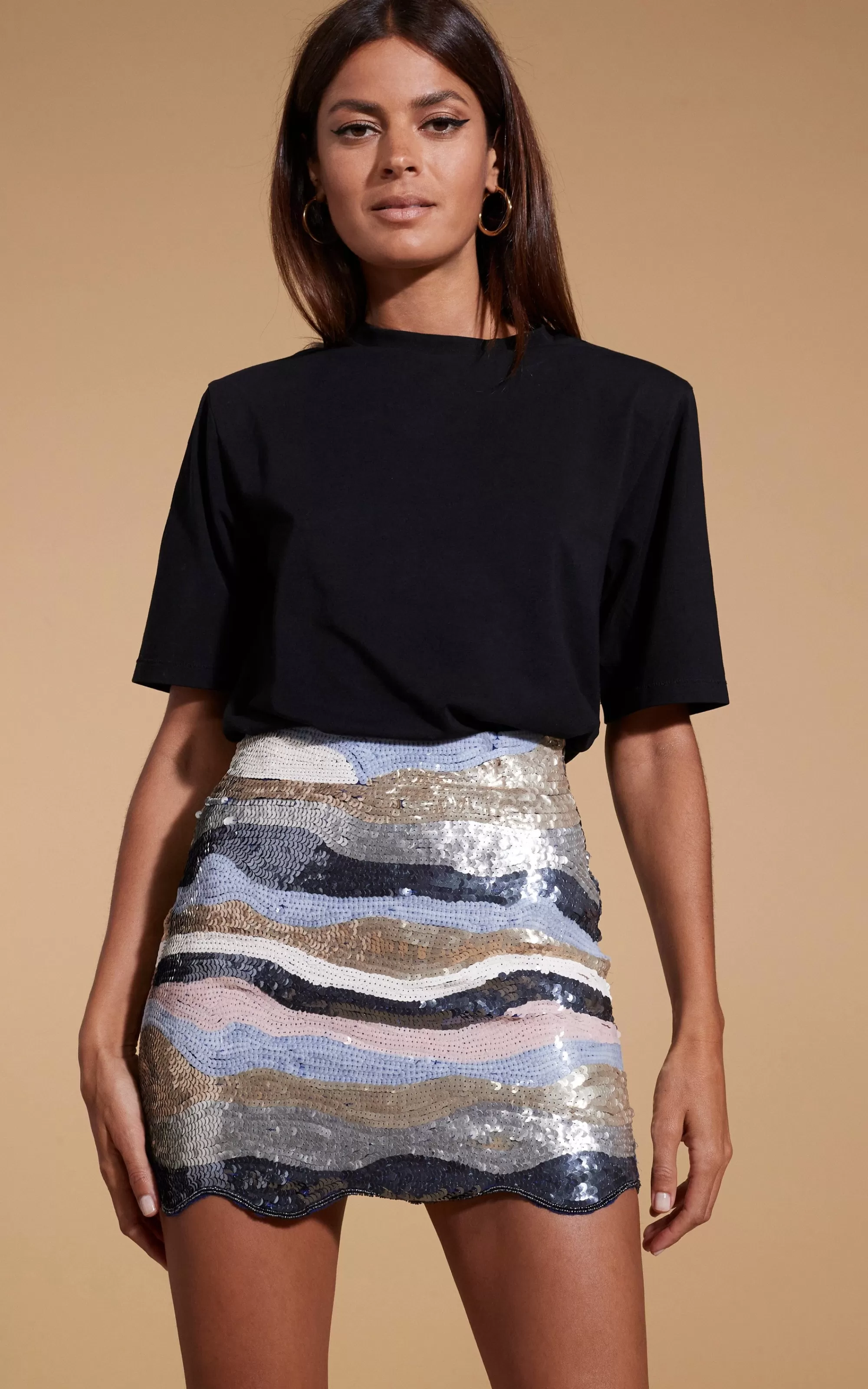 Skirts>Dancing Leopard Zinnea Sequin Mini Skirt In Pastel Rainbow