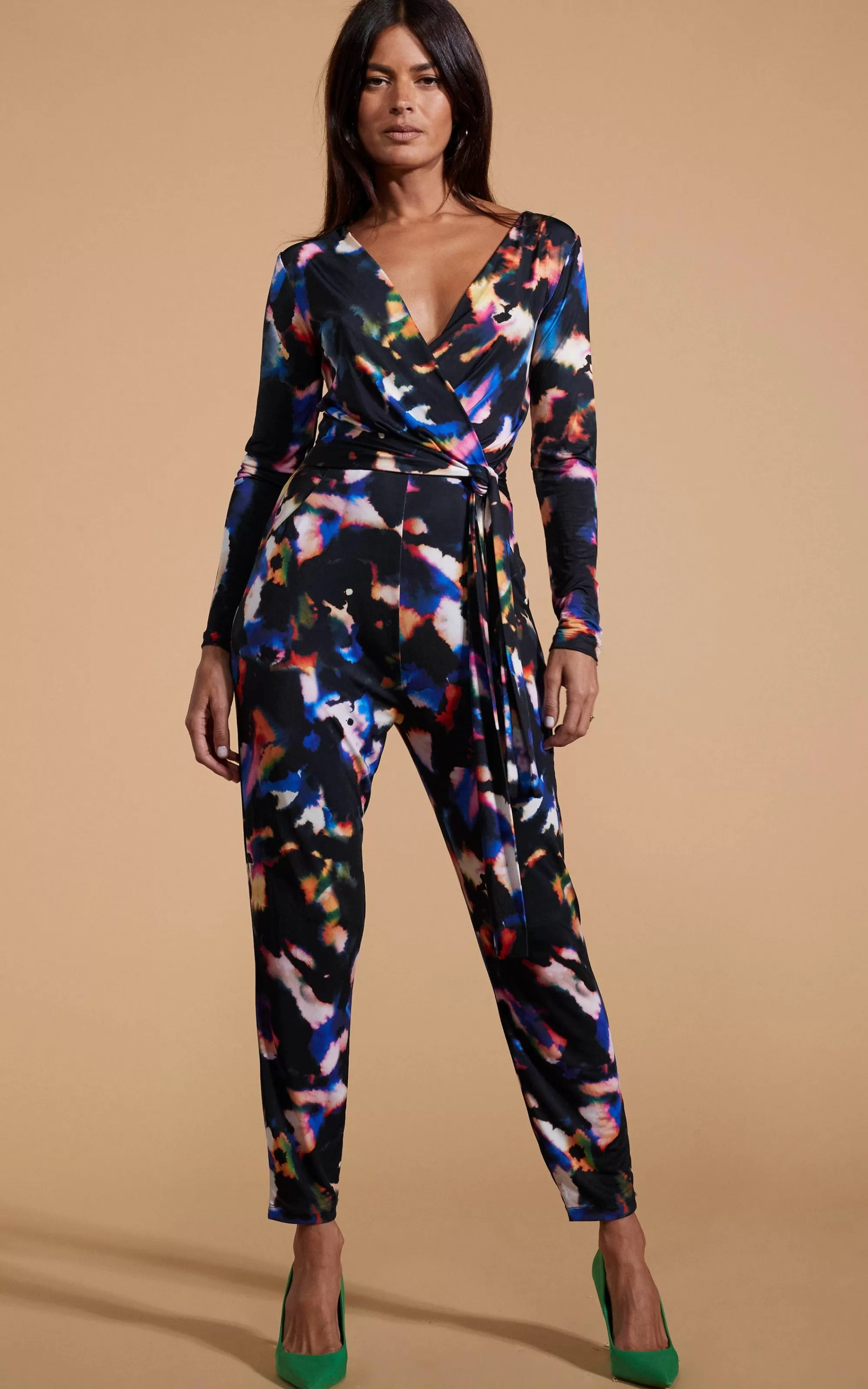 Jumpsuits>Dancing Leopard Zion Slinky Jumpsuit In Multi Inky Leopard